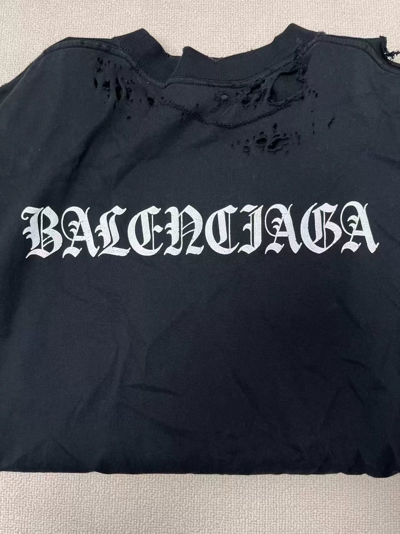 Balenciaga Balenciaga Black Letter Print Casual T-Shirt Size L / US 10 / IT 46 - 3 Thumbnail