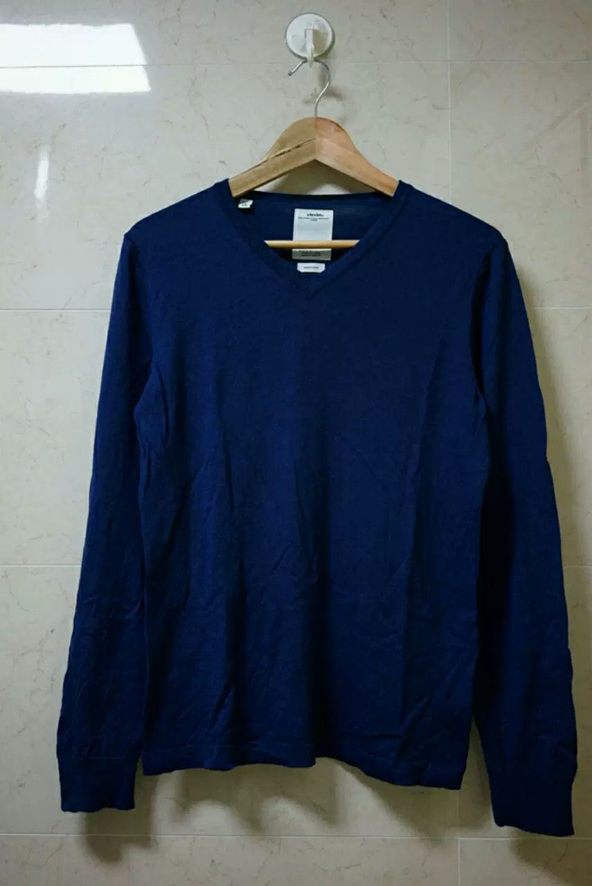 Visvim visvim selmer v-neck knit shirt blue dye Size US S / EU 44-46 / 1 - 2 Thumbnail