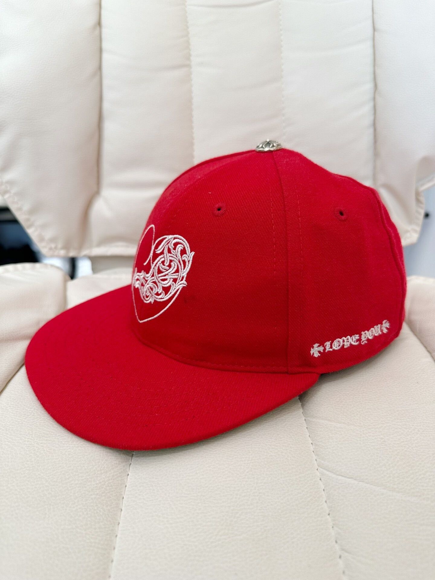 Chrome Hearts chrome hearts red heart embroidery baseball cap Size ONE SIZE - 3 Thumbnail