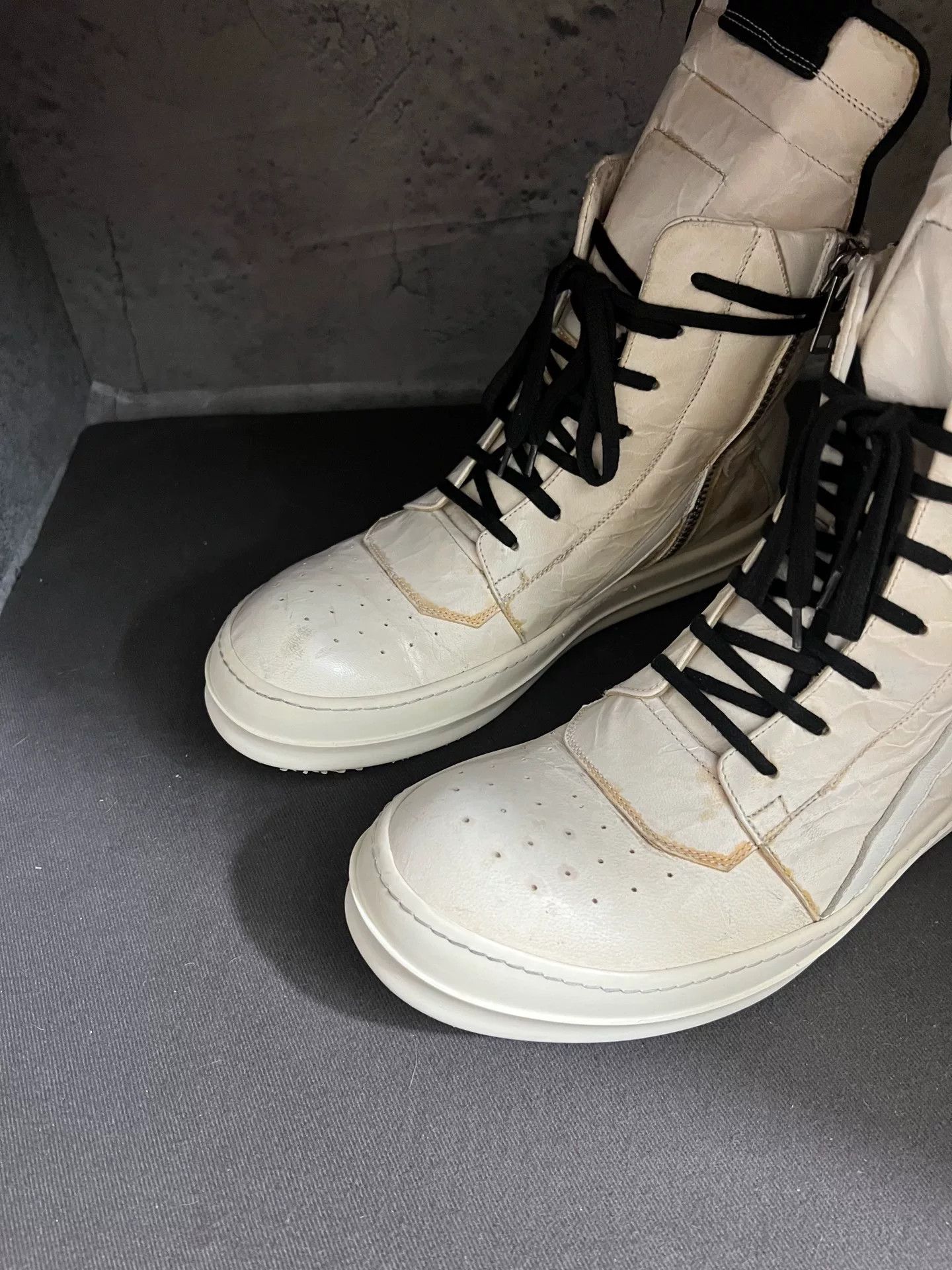 Rick Owens rare high-top milk white sneakers from rick owens Size US 8.5 / EU 41-42 - 2 Thumbnail