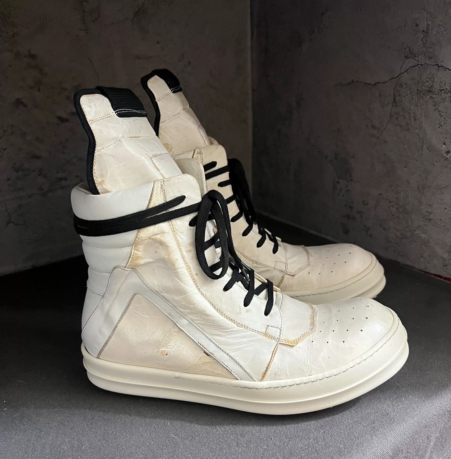 Rick Owens rare high-top milk white sneakers from rick owens Size US 8.5 / EU 41-42 - 6 Thumbnail