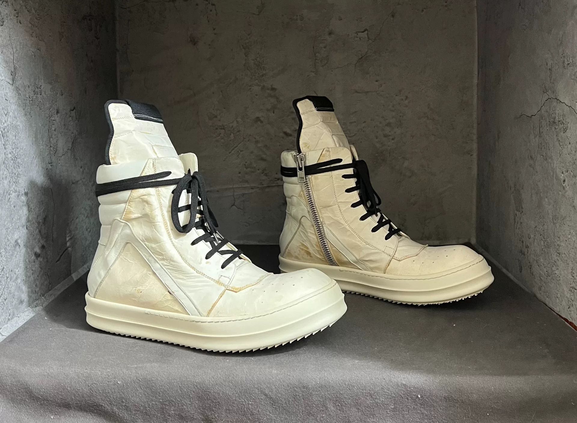 Rick Owens rare high-top milk white sneakers from rick owens Size US 8.5 / EU 41-42 - 5 Thumbnail