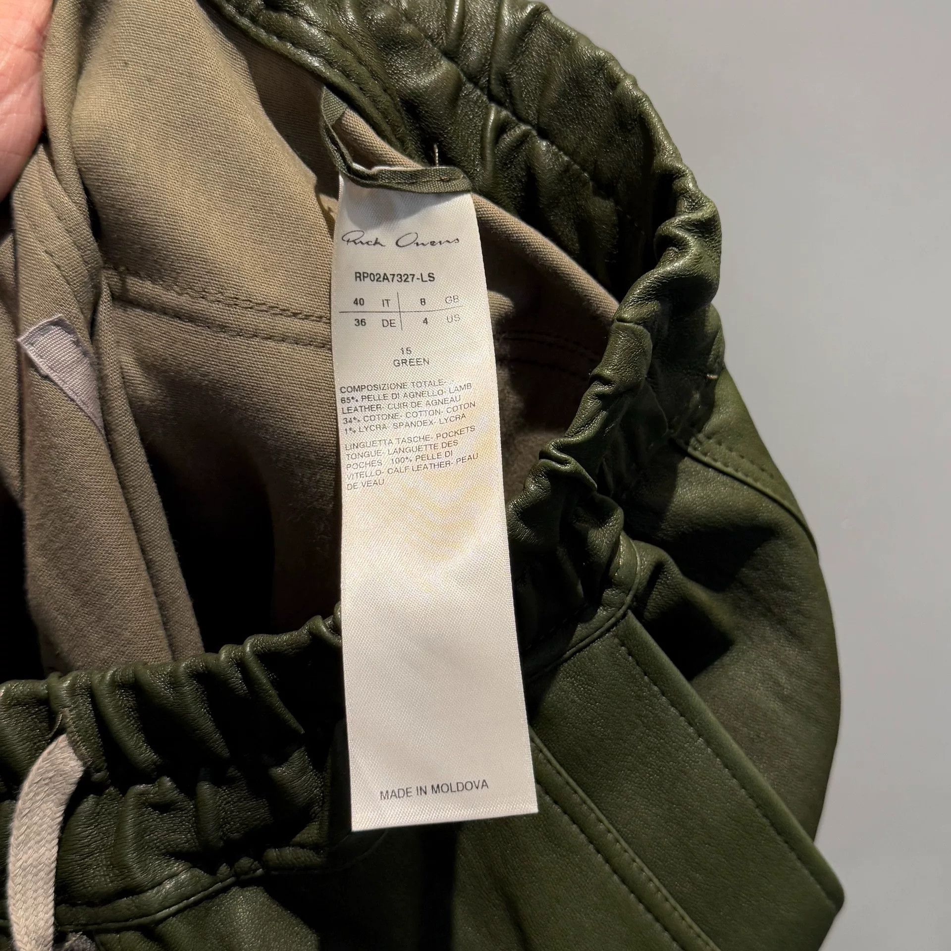 Rick Owens green leather five-zip pants by rick owens Size US 36 / EU 52 - 8 Thumbnail