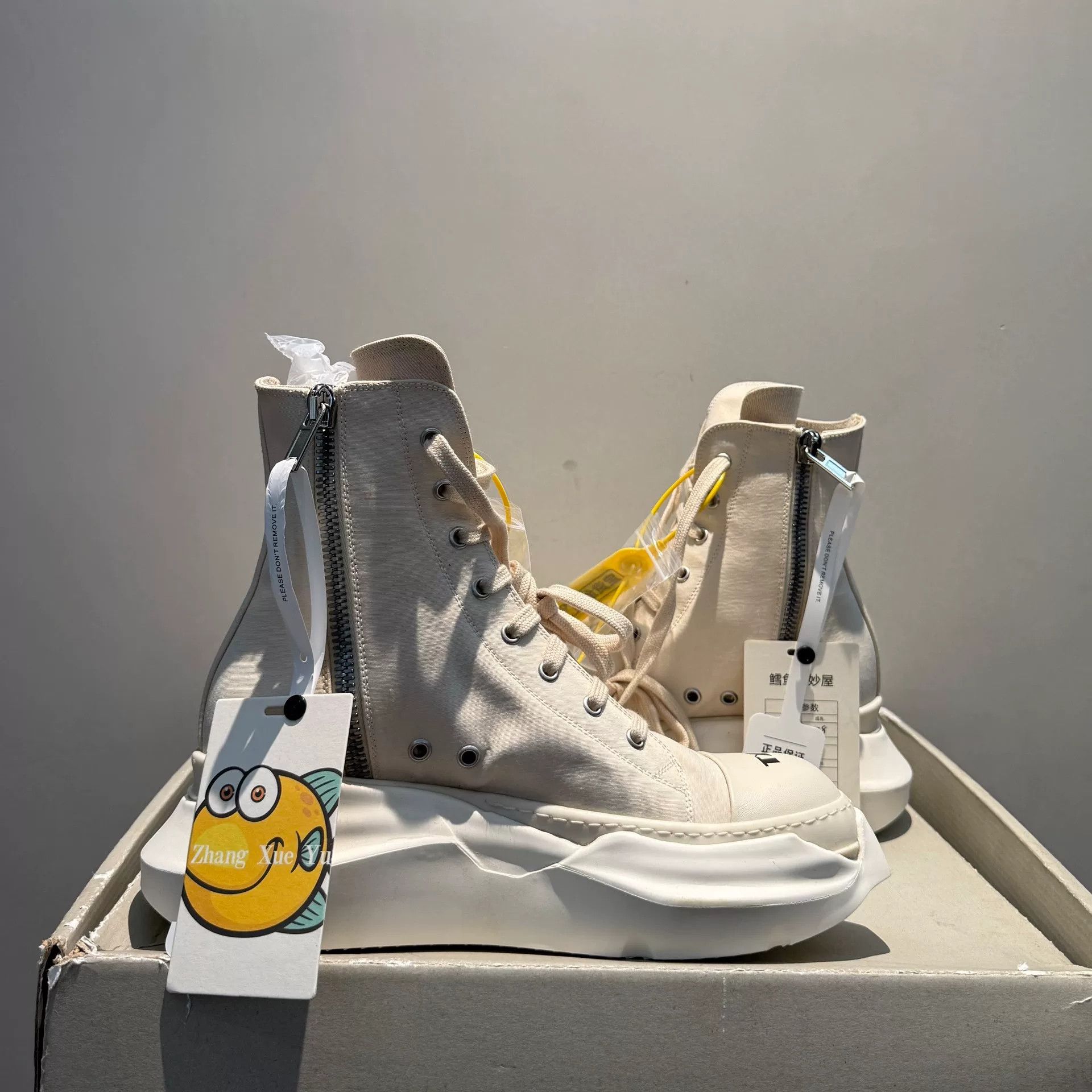 Rick Owens Drkshdw rick owens drkshdw beige high-top tank boots Size US 7.5 / EU 40-41 - 3 Thumbnail