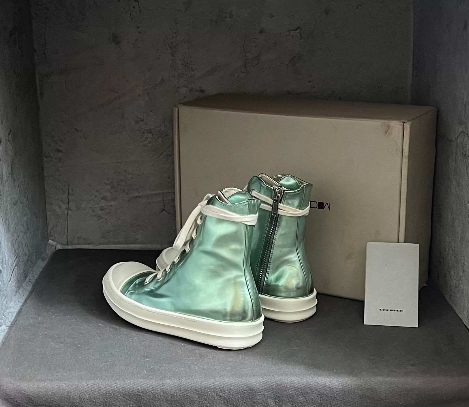 Rick Owens rick owens green mirrored sneaker high-tops Size US 6.5 / EU 39-40 - 3 Thumbnail