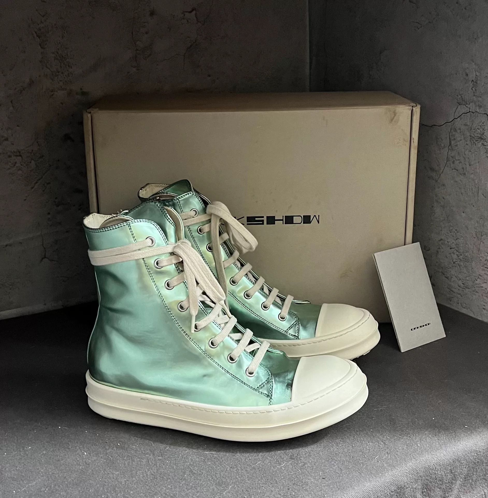 Rick Owens rick owens green mirrored sneaker high-tops Size US 6.5 / EU 39-40 - 2 Thumbnail