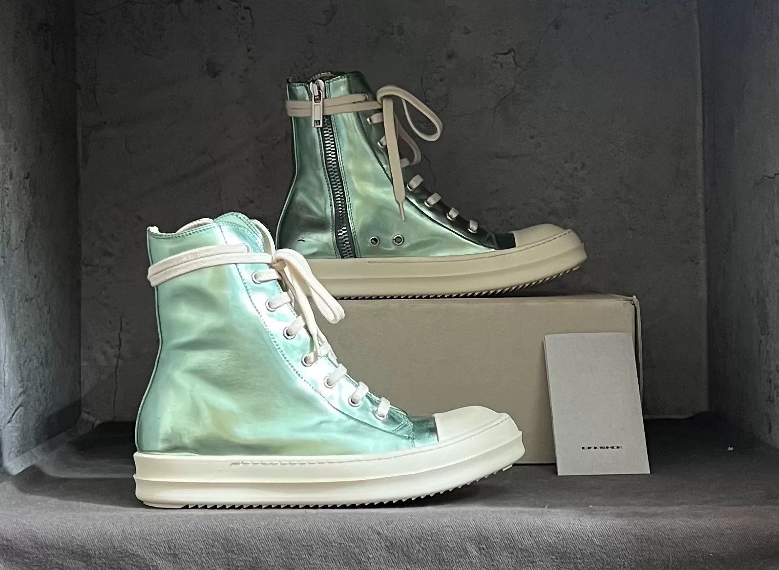 Rick Owens rick owens green mirrored sneaker high-tops Size US 6.5 / EU 39-40 - 4 Thumbnail