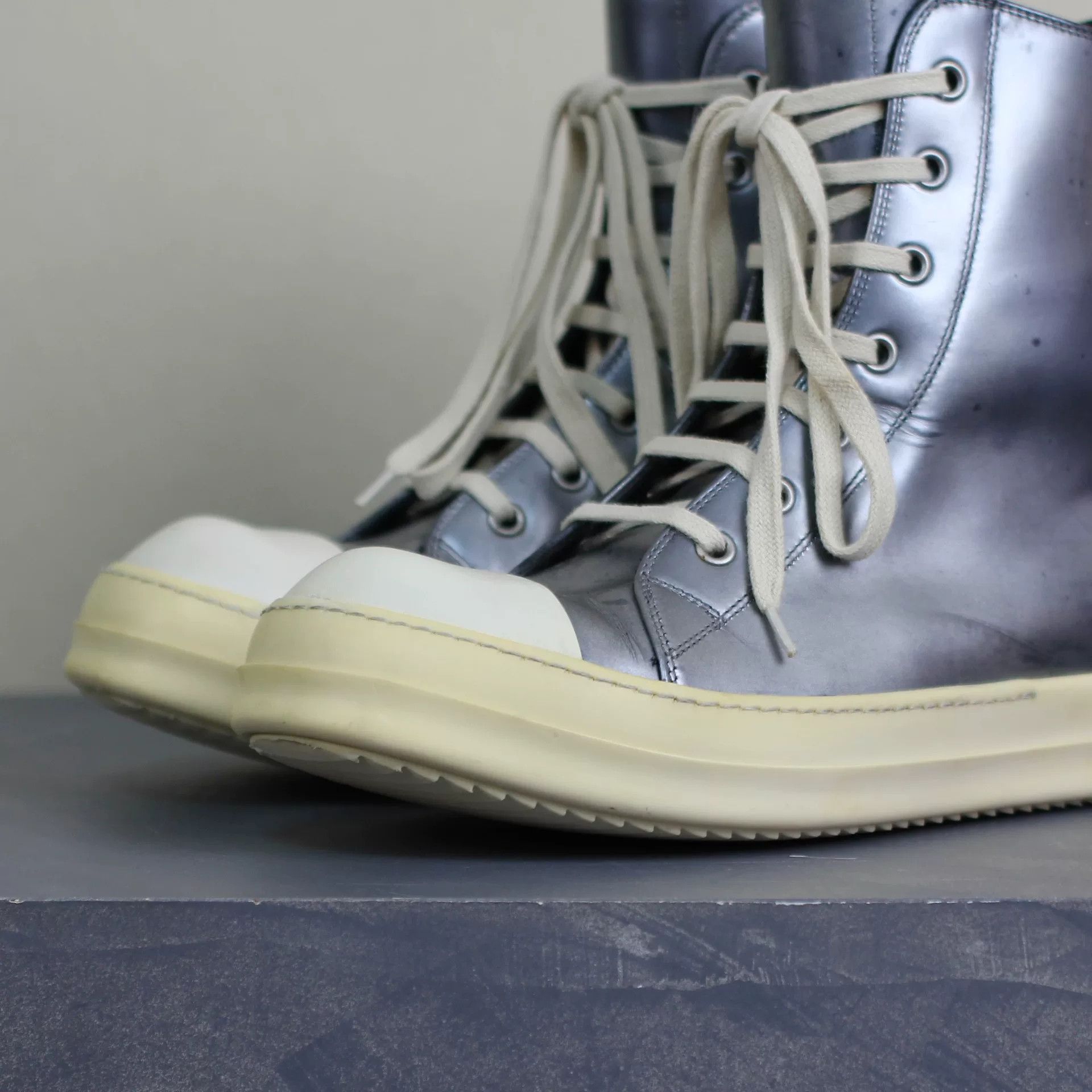 Rick Owens rare rick owens high-top silver sneakers Size US 7.5 / EU 40-41 - 2 Thumbnail