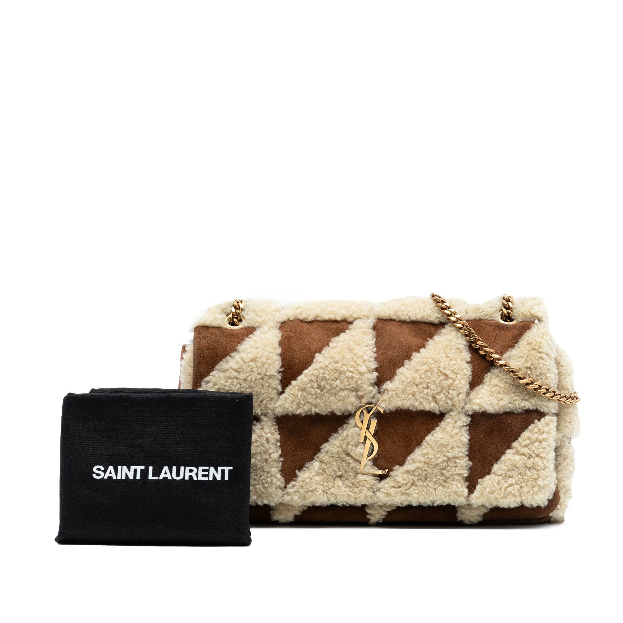 Yves Saint Laurent Yves Saint Laurent Medium Suede and Shearling Patchwork Jamie Shoulder Bag Size ONE SIZE - 8 Thumbnail