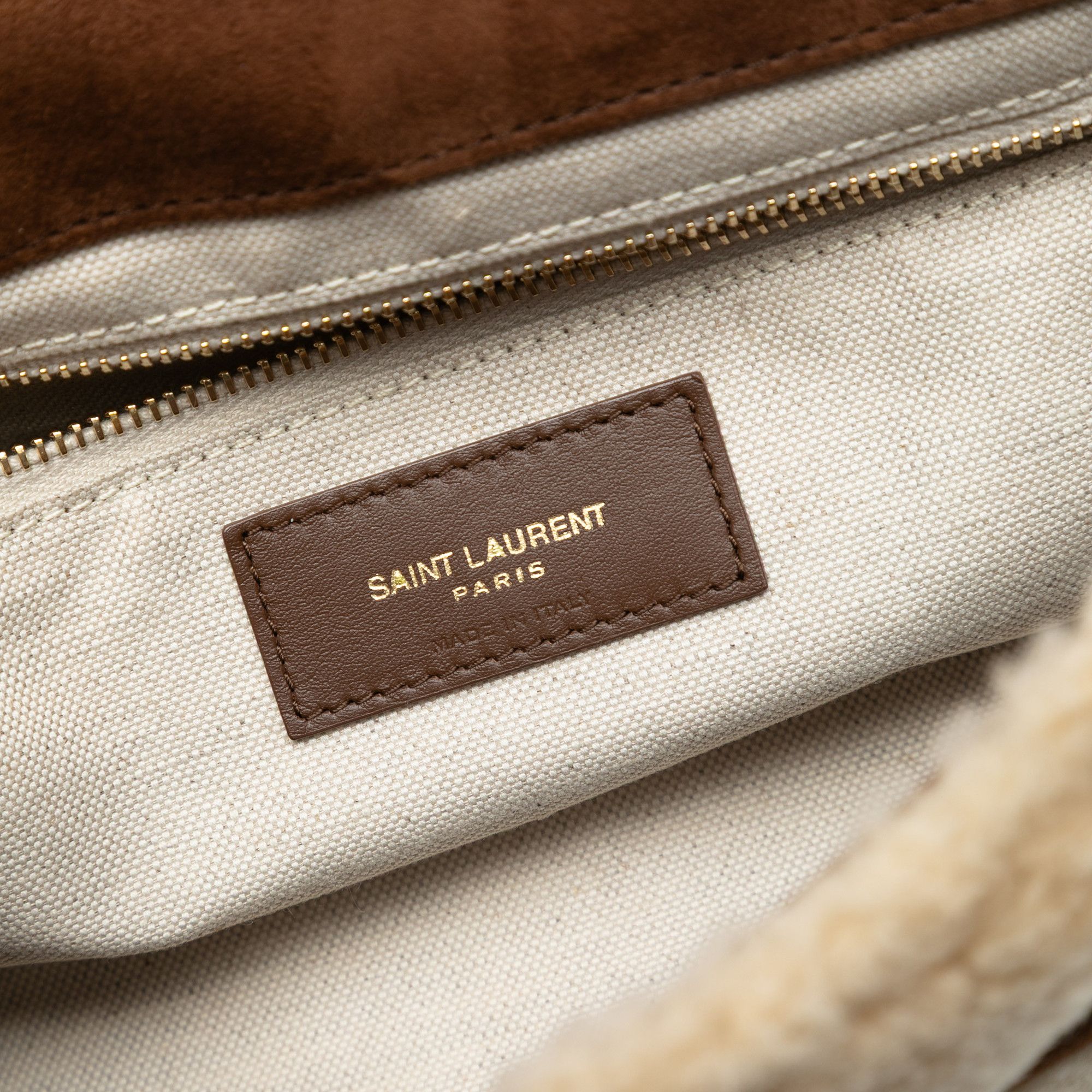 Yves Saint Laurent Yves Saint Laurent Medium Suede and Shearling Patchwork Jamie Shoulder Bag Size ONE SIZE - 5 Thumbnail
