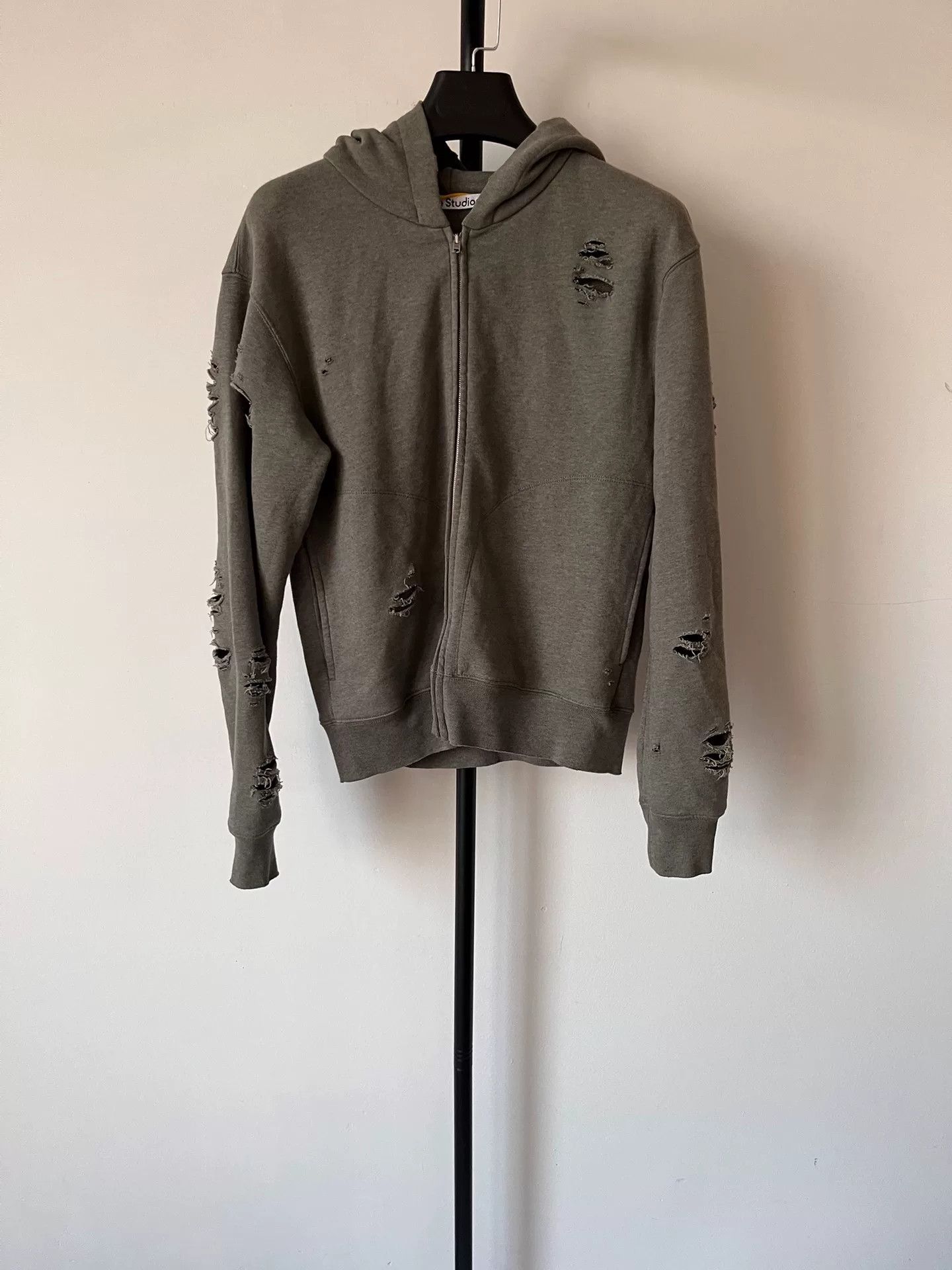 Acne Studios Acne Studios Distressed Zip Hoodie in Green Size US XXS / EU 40 - 2 Thumbnail