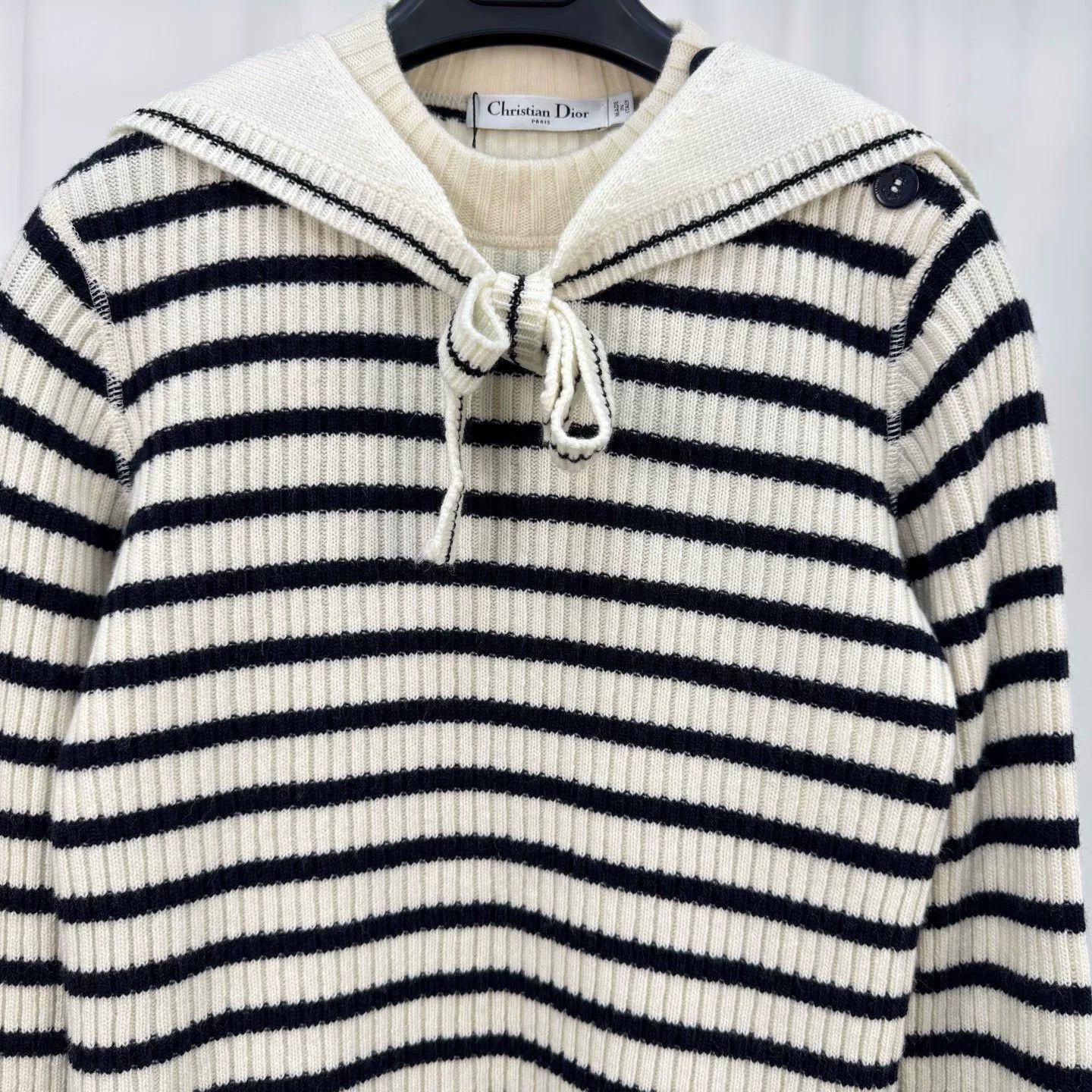 Dior dior striped knit sweater with sailor collar Size S / US 4 / IT 40 - 3 Thumbnail