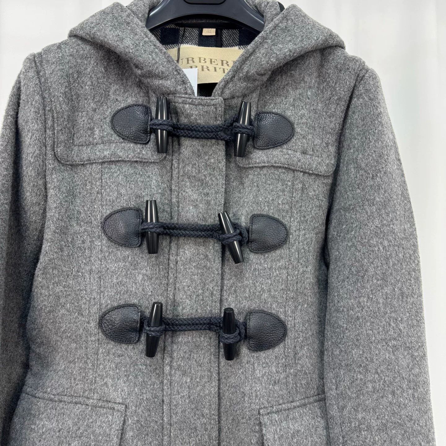 Burberry gray plaid wool coat with hood Size M / US 6-8 / IT 42-44 - 3 Thumbnail