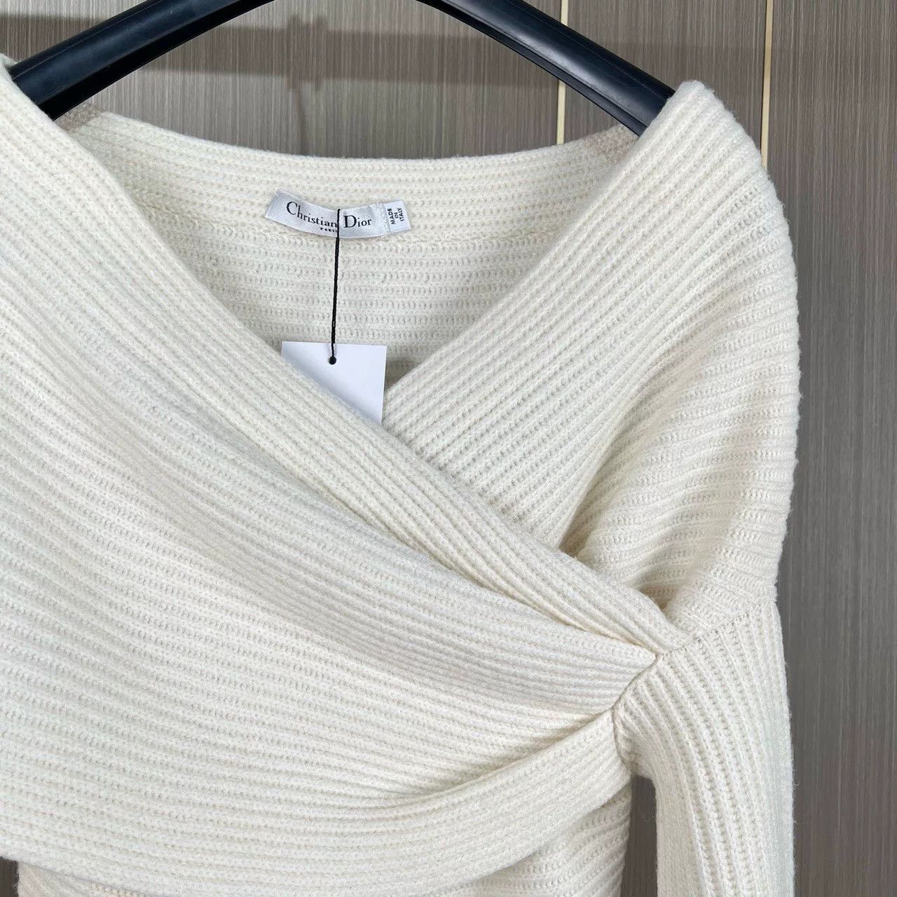 Dior Dior Off-Shoulder White Wool Sweater Size XS / US 0-2 / IT 36-38 - 3 Thumbnail