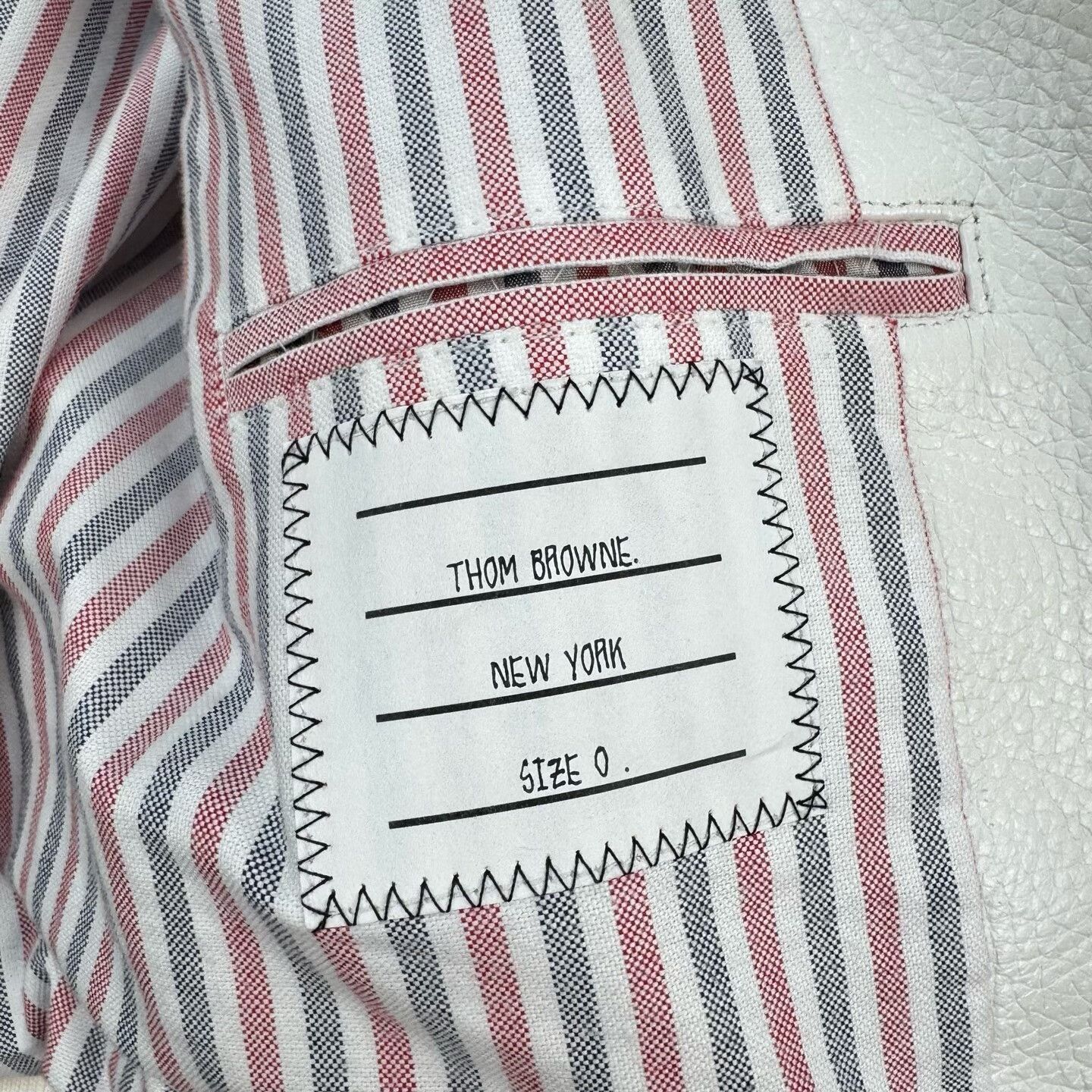 Thom Browne Thom Browne Embroidered Leather Baseball Jacket Size US XXS / EU 40 - 5 Thumbnail