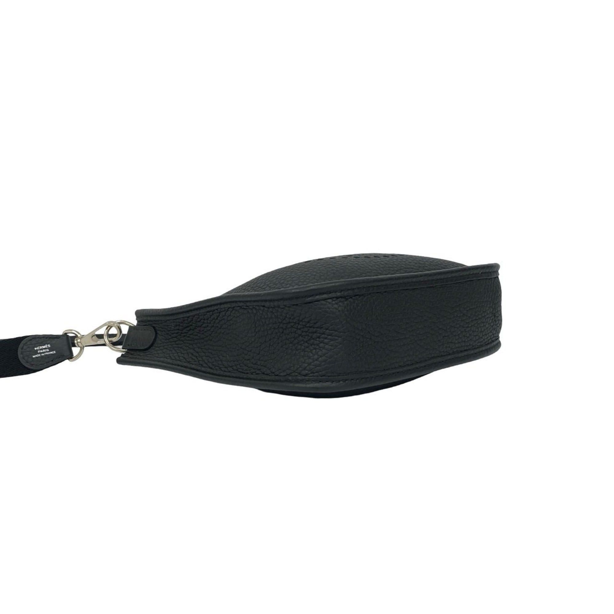 HERMES Evelyn TPM Taurillon Clemence Leather Mini Shoulder Bag/Pochette Black 44050
