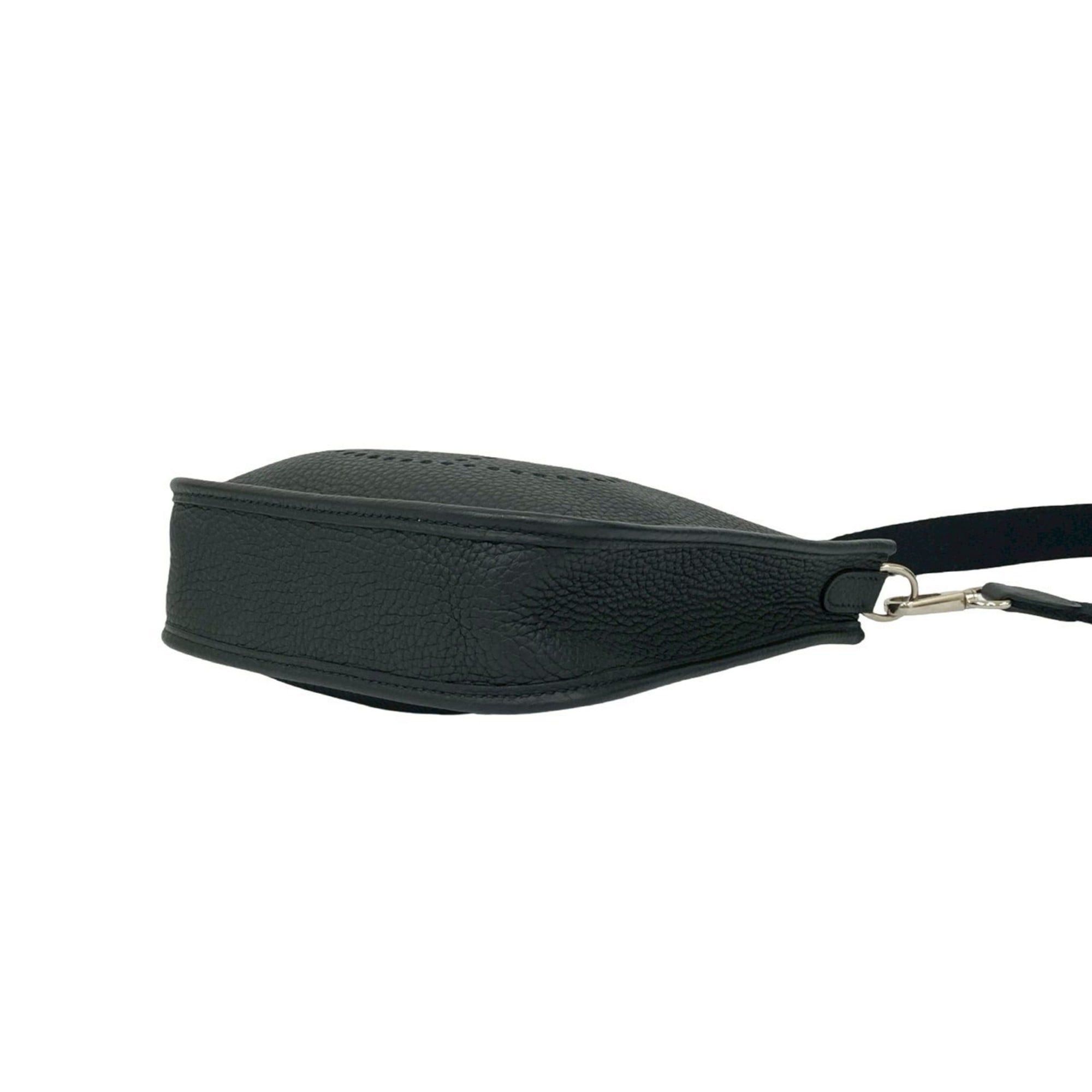 HERMES Evelyn TPM Taurillon Clemence Leather Mini Shoulder Bag/Pochette Black 44050