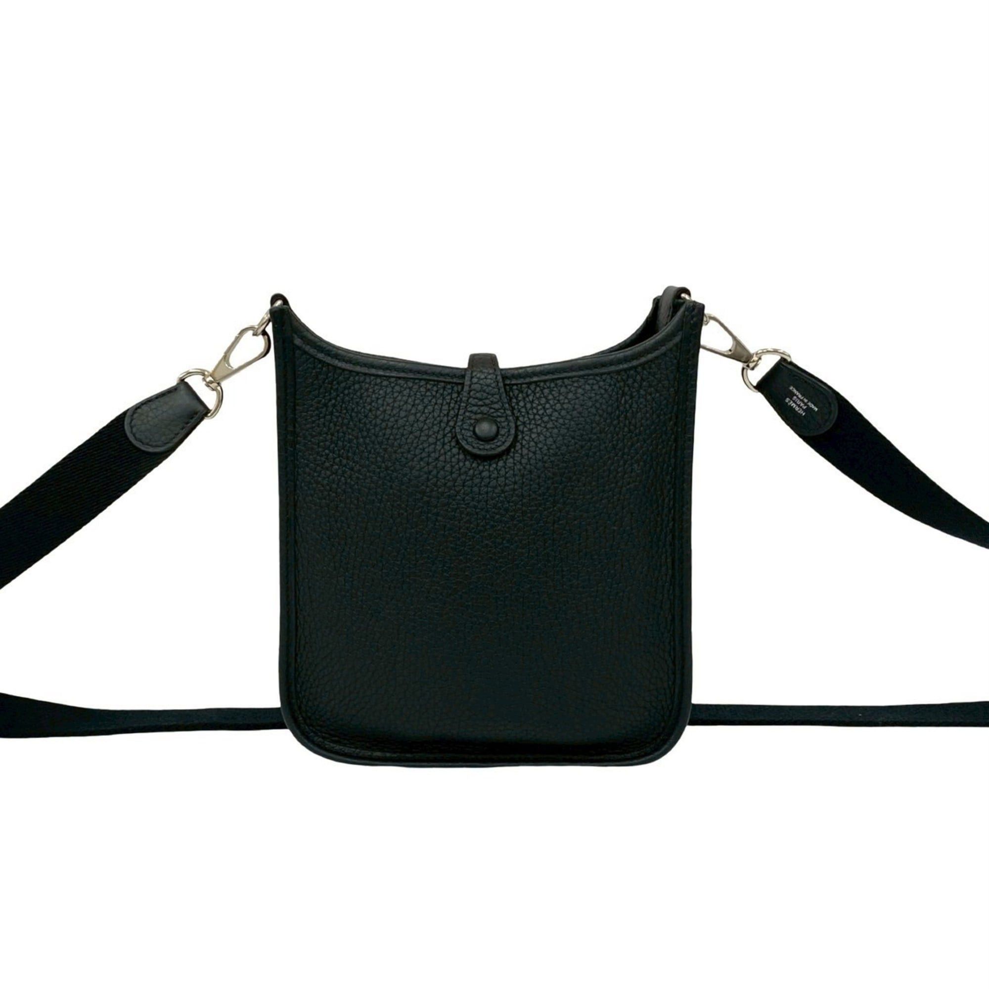 HERMES Evelyn TPM Taurillon Clemence Leather Mini Shoulder Bag/Pochette Black 44050