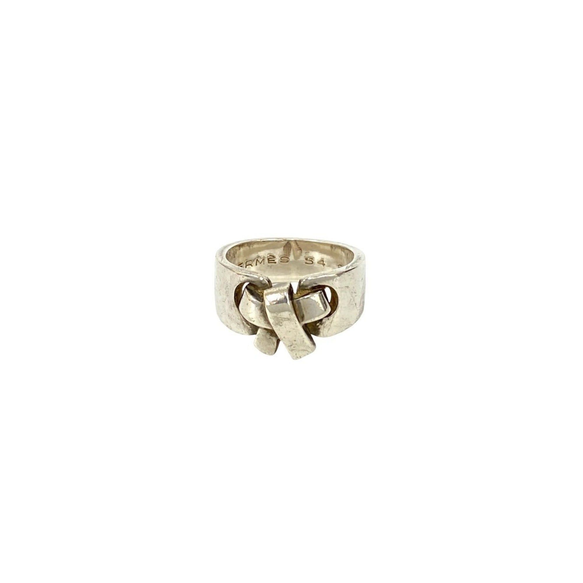 Hermes HERMES Russet Ring with Ribbon Motif, 925 Sterling Silver, Size 12, 96999 Size ONE SIZE - 5 Thumbnail