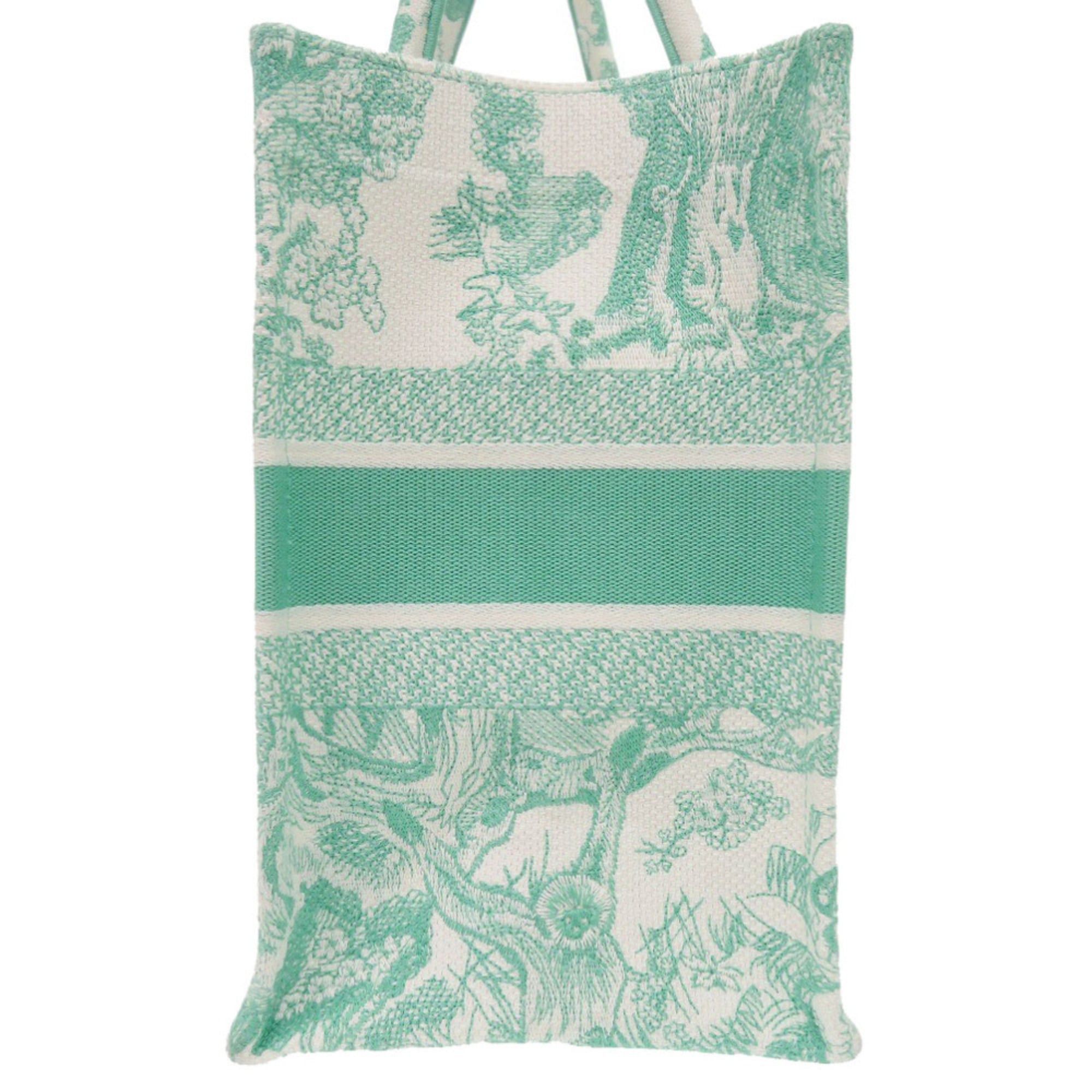 Dior Christian Dior Excellent condition Dior Book Tote Medium Toile de Jouy embroidered canvas mint green tote bag 1420 Size ONE SIZE - 5 Thumbnail