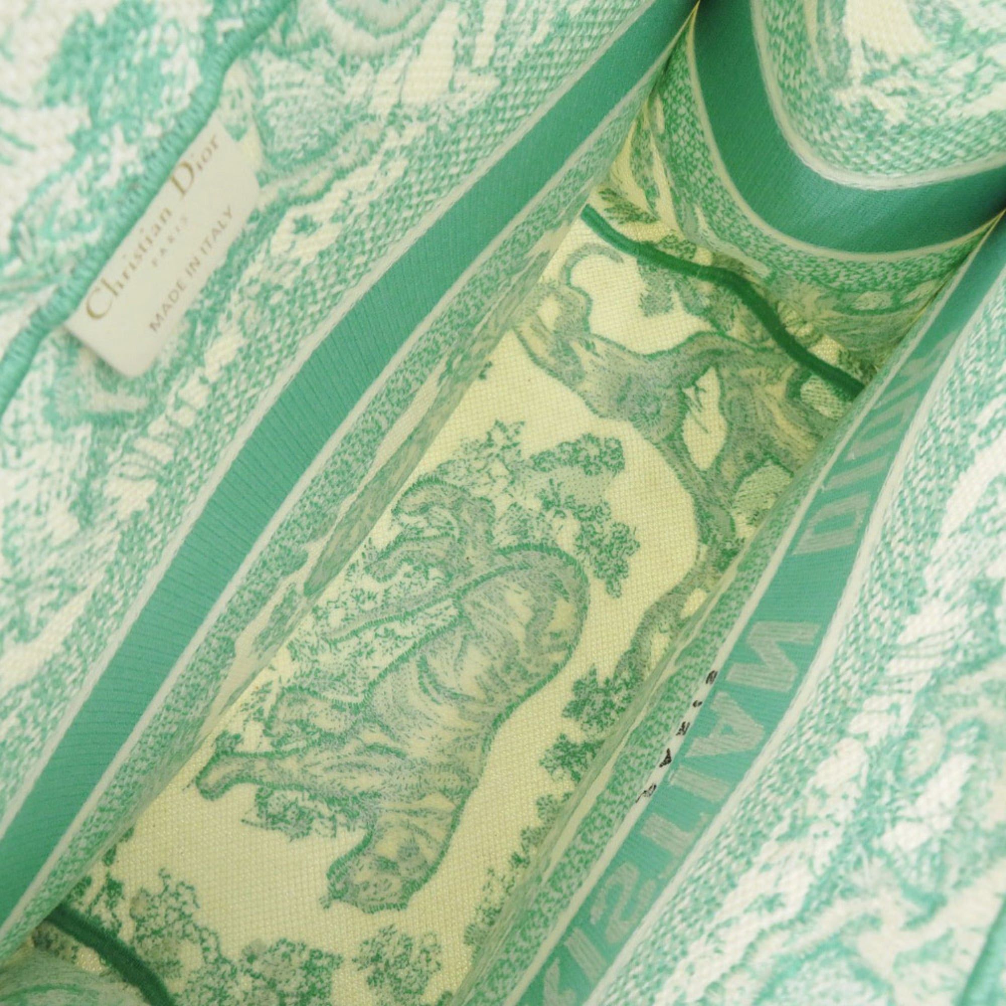 Dior Christian Dior Excellent condition Dior Book Tote Medium Toile de Jouy embroidered canvas mint green tote bag 1420 Size ONE SIZE - 8 Thumbnail