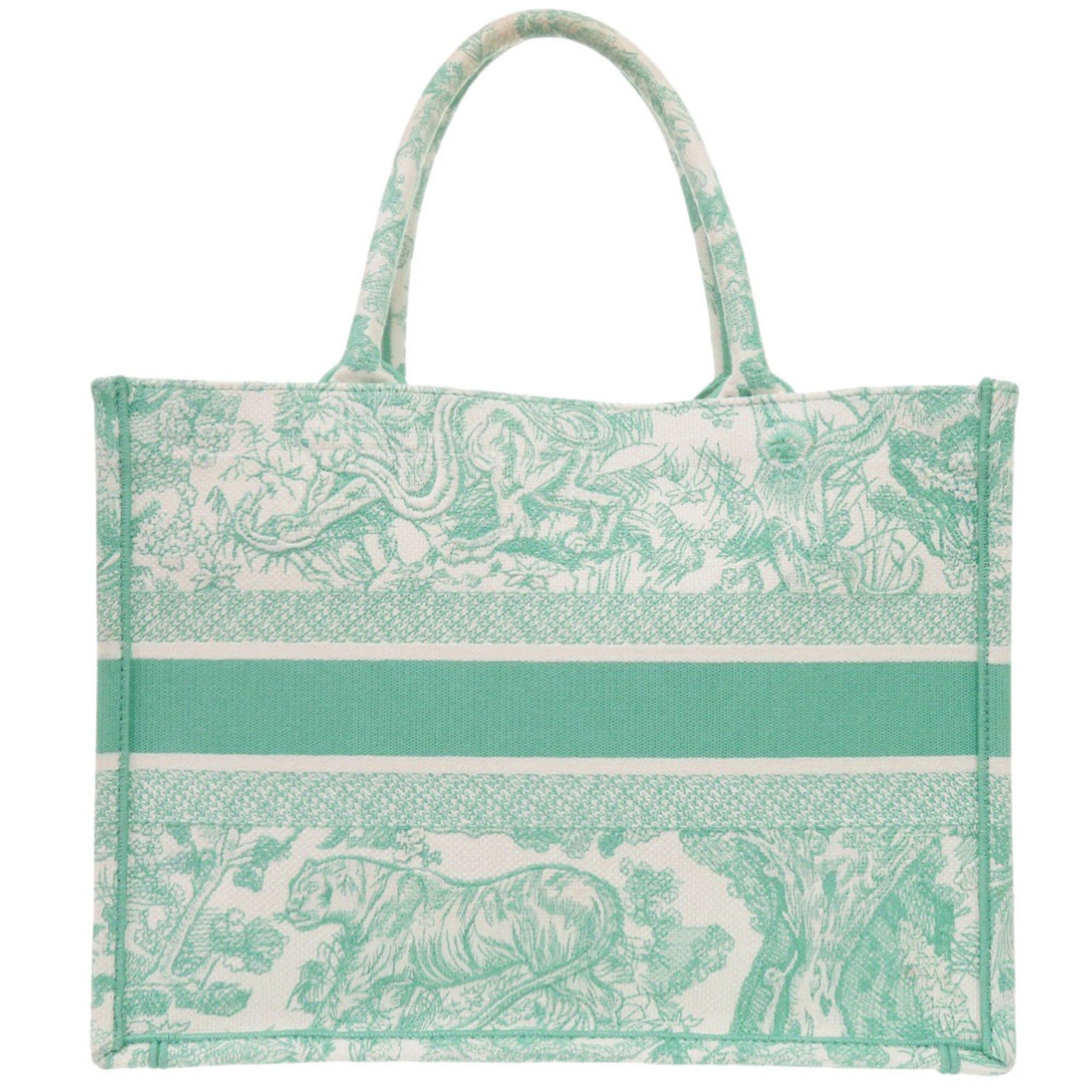 Dior Christian Dior Excellent condition Dior Book Tote Medium Toile de Jouy embroidered canvas mint green tote bag 1420 Size ONE SIZE - 3 Thumbnail