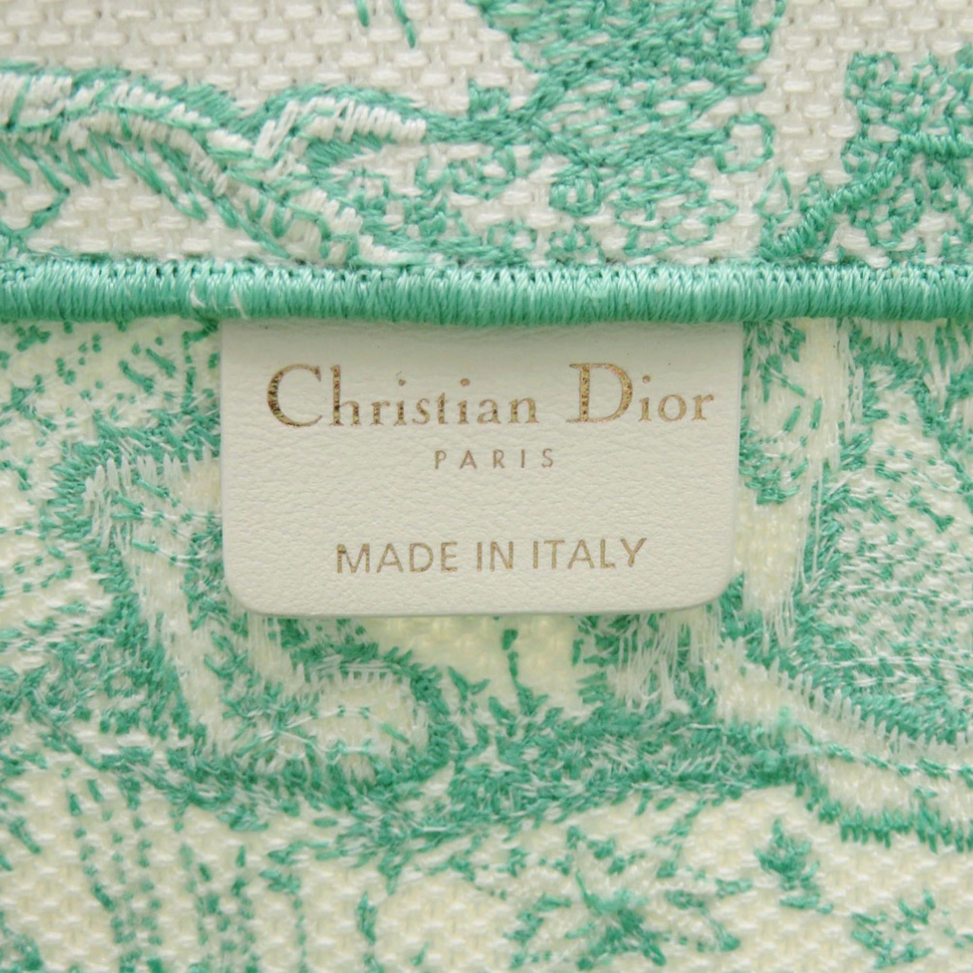 Dior Christian Dior Excellent condition Dior Book Tote Medium Toile de Jouy embroidered canvas mint green tote bag 1420 Size ONE SIZE - 10 Thumbnail