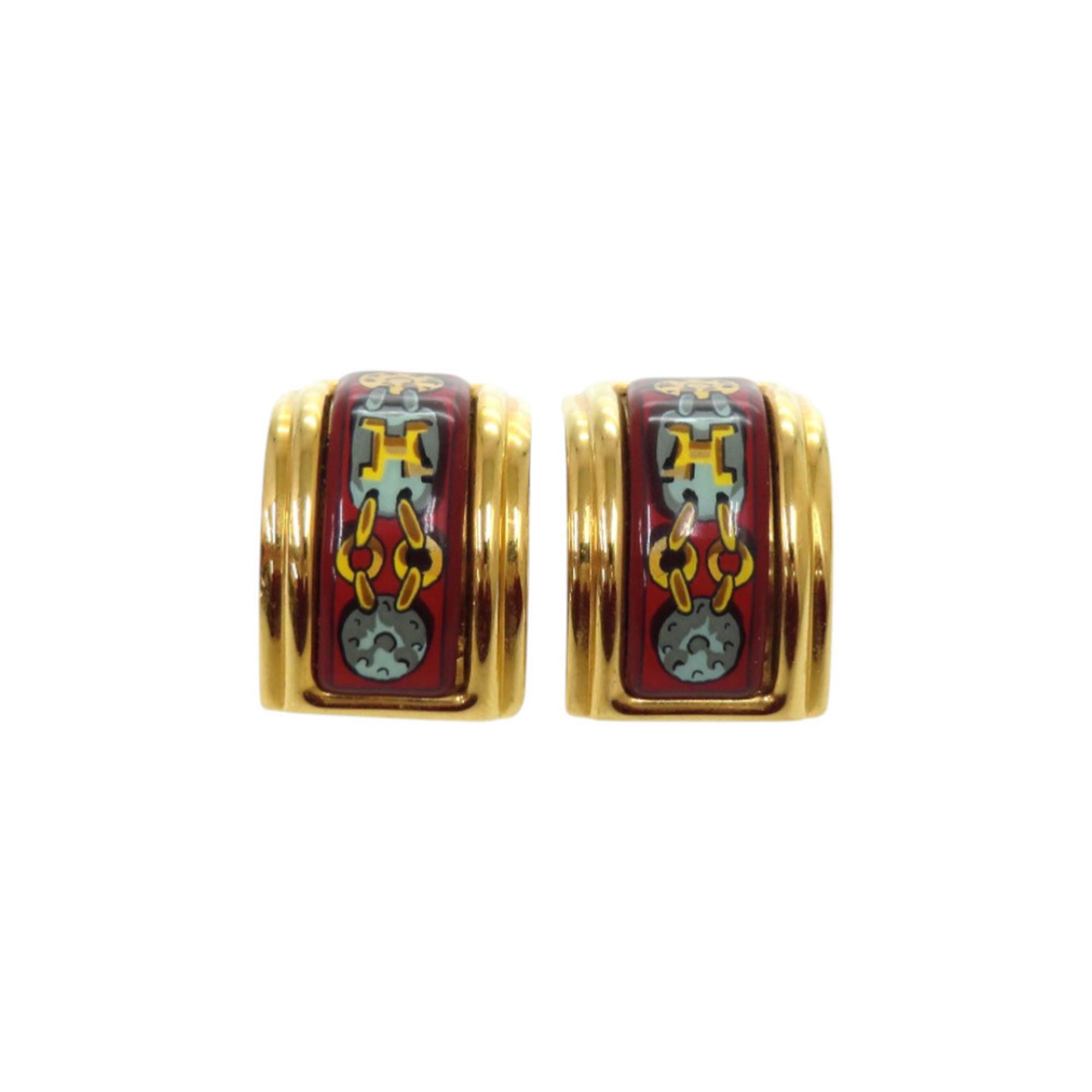 Hermes Excellent condition Hermes enamel metal red earrings 0120 Size ONE SIZE - 3 Thumbnail