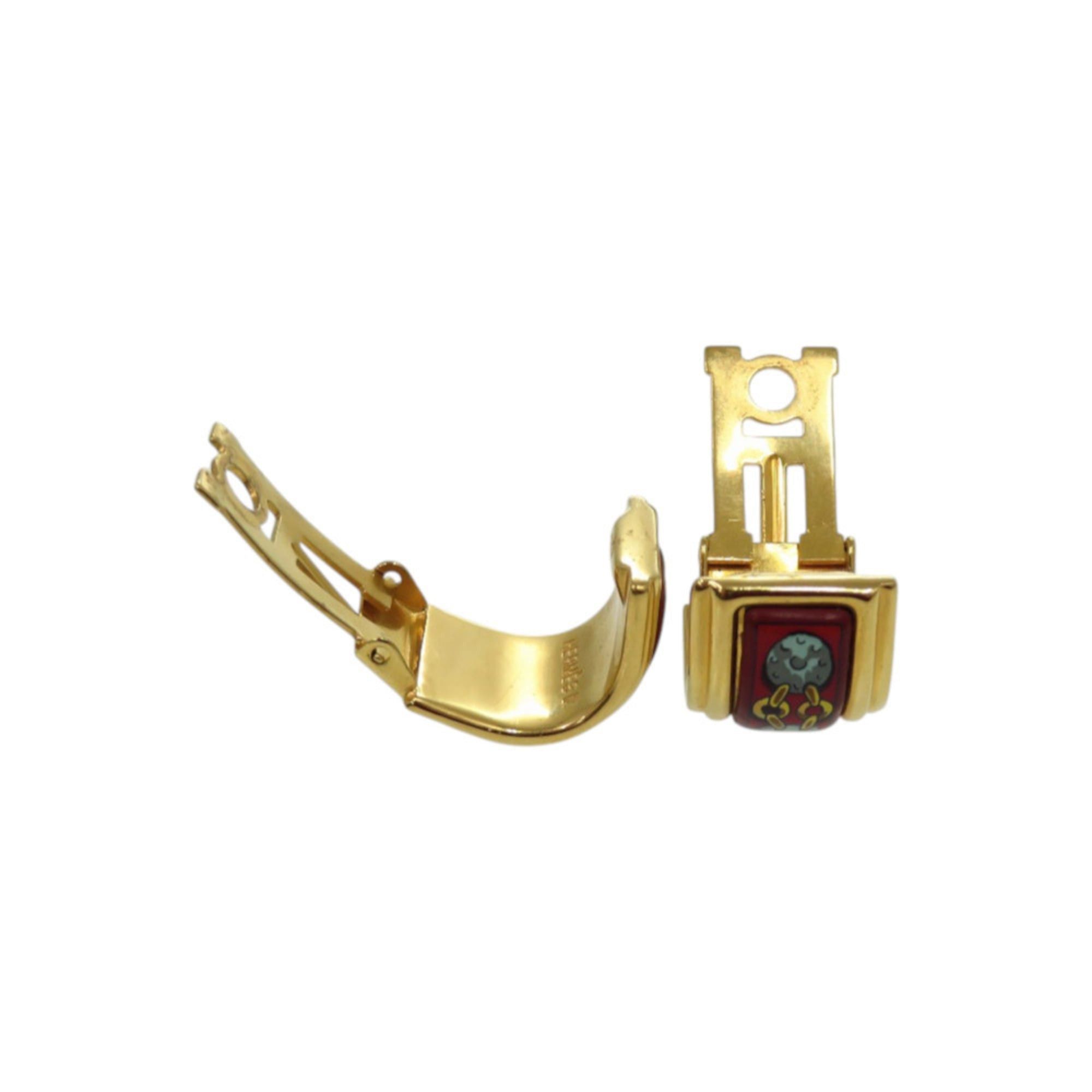 Hermes Excellent condition Hermes enamel metal red earrings 0120 Size ONE SIZE - 9 Thumbnail