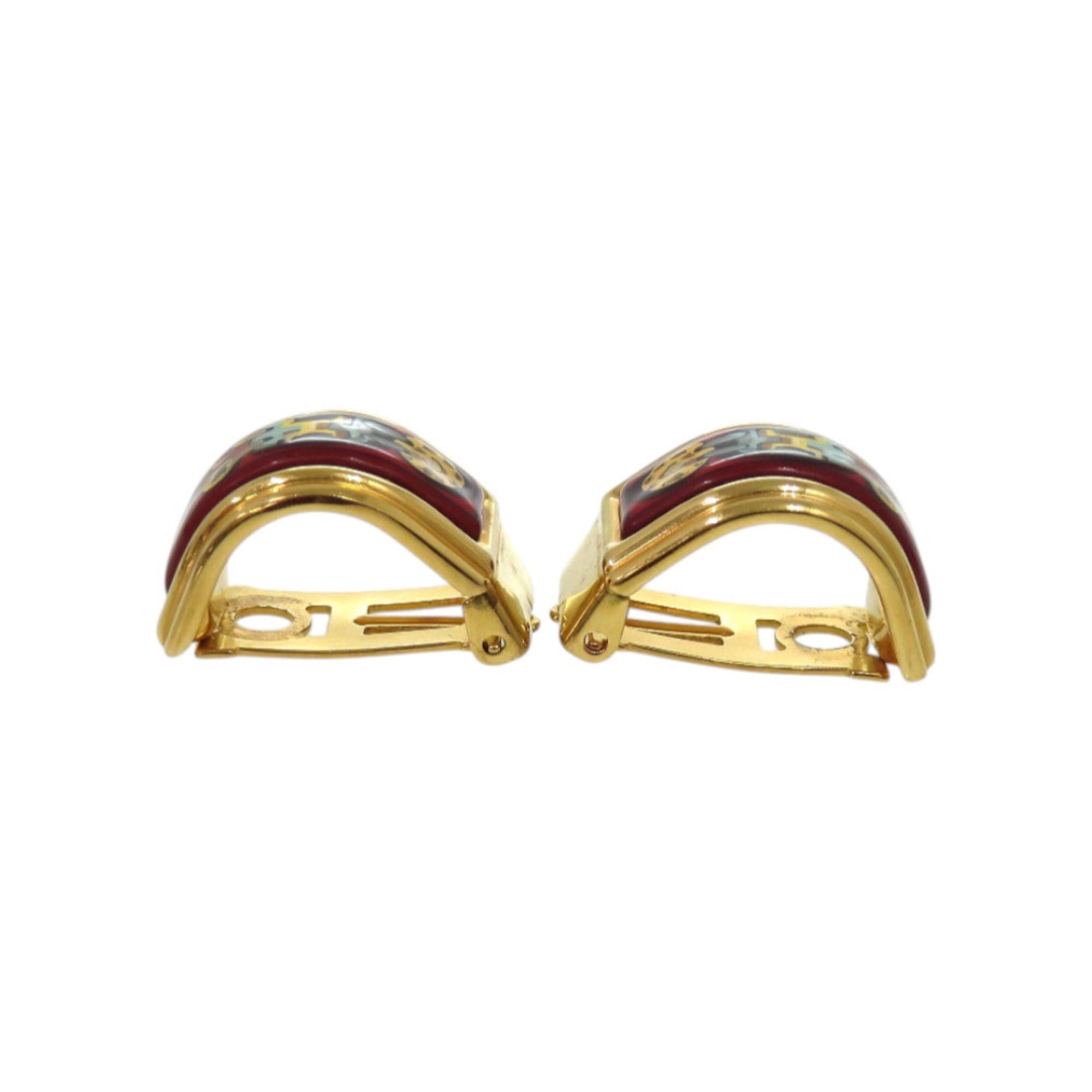 Hermes Excellent condition Hermes enamel metal red earrings 0120 Size ONE SIZE - 4 Thumbnail