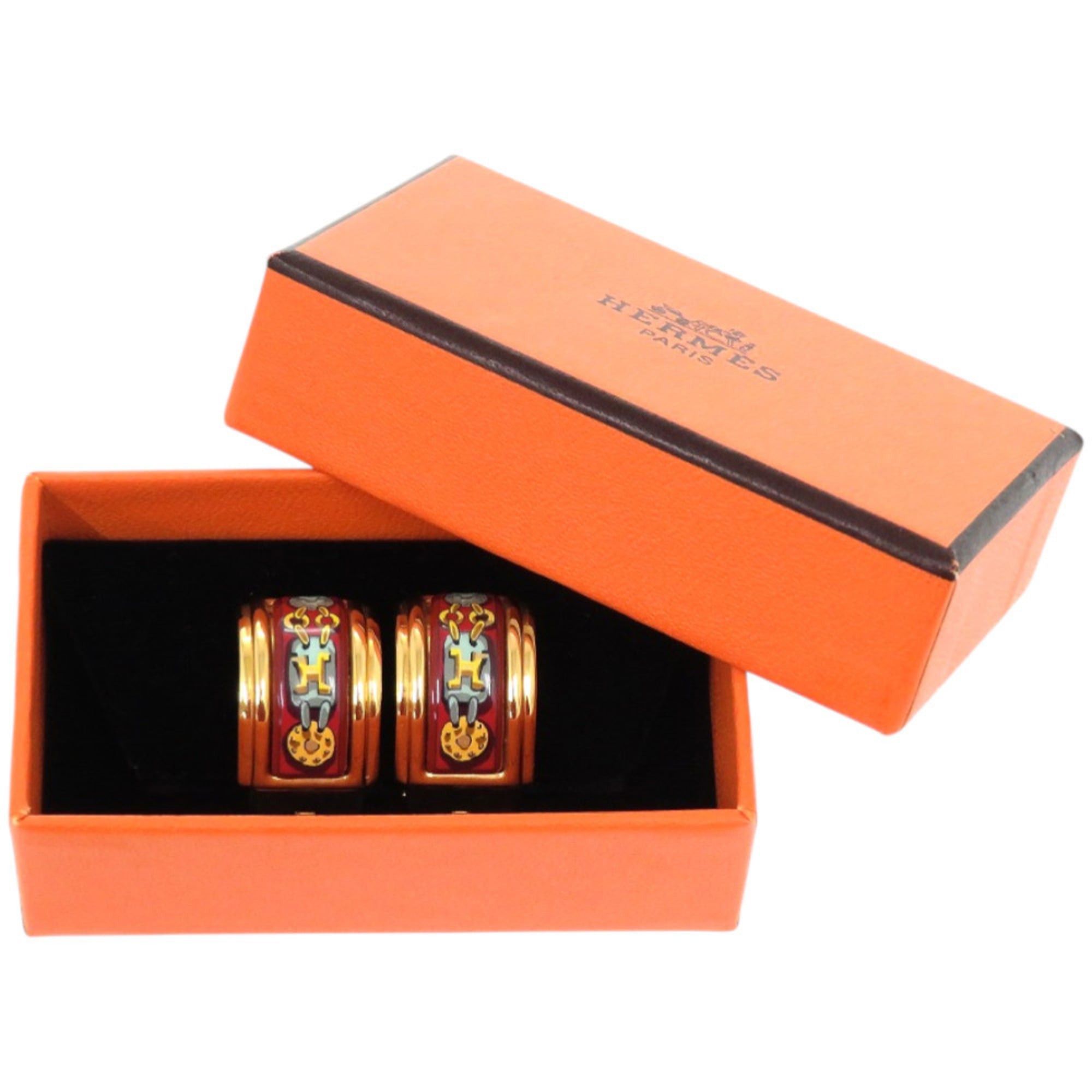 Hermes Excellent condition Hermes enamel metal red earrings 0120 Size ONE SIZE - 2 Thumbnail