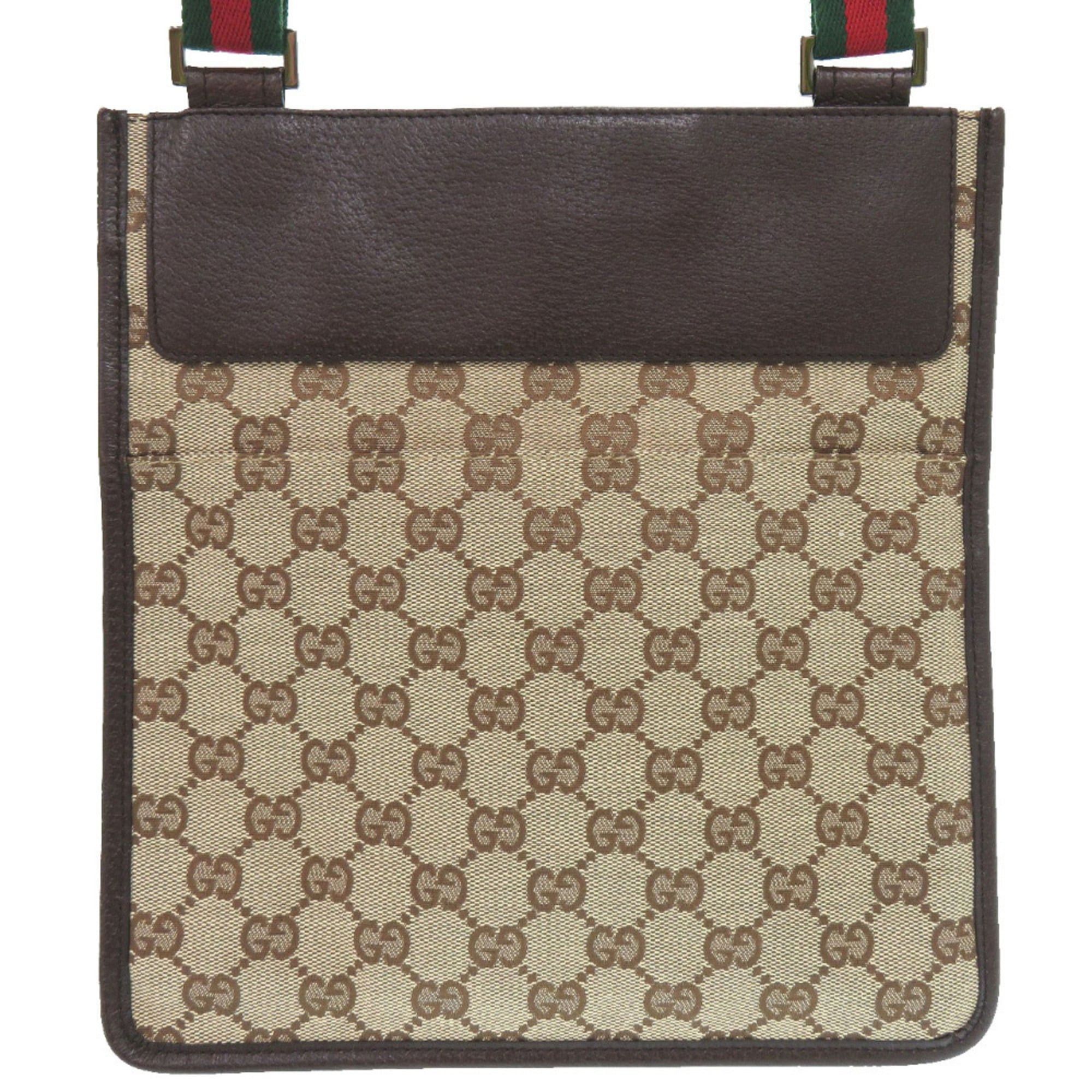 Gucci Excellent condition Gucci Sherry Line GG canvas messenger bag 27639 213317 body leather brown green red 1182 Size ONE SIZE - 3 Thumbnail