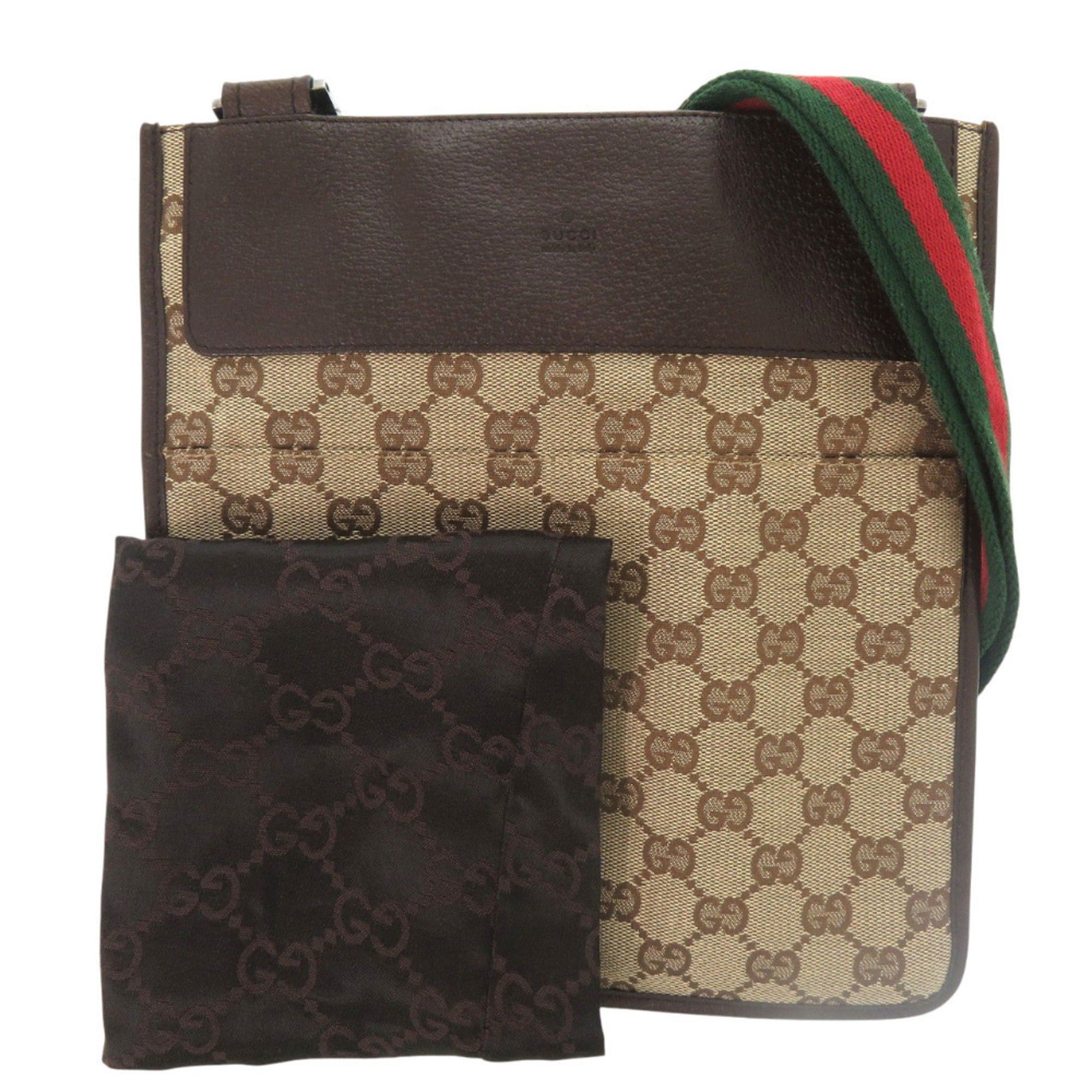 Gucci Excellent condition Gucci Sherry Line GG canvas messenger bag 27639 213317 body leather brown green red 1182 Size ONE SIZE - 2 Thumbnail