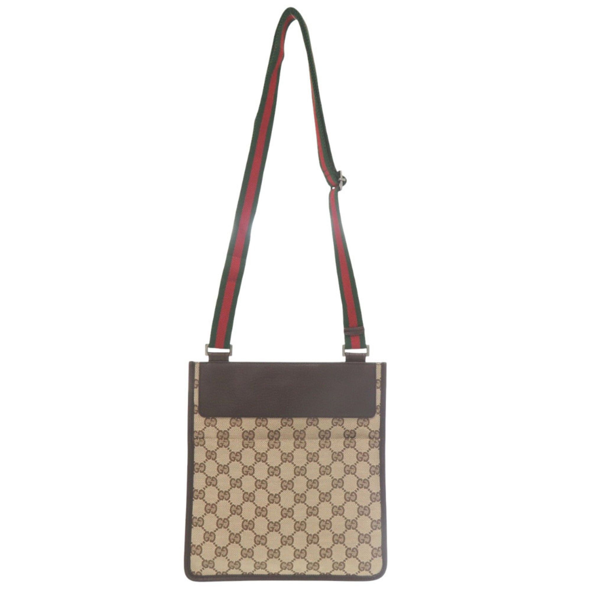 Gucci Excellent condition Gucci Sherry Line GG canvas messenger bag 27639 213317 body leather brown green red 1182 Size ONE SIZE - 5 Thumbnail