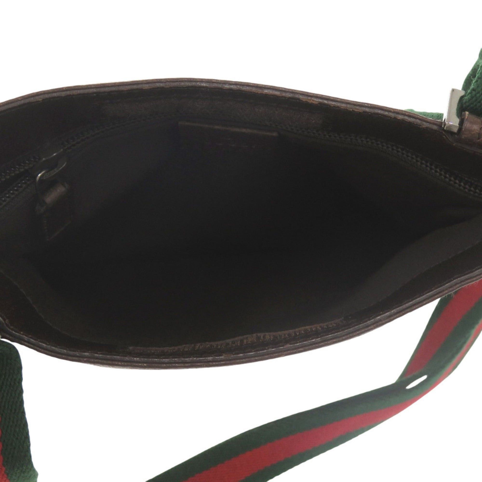 Gucci Excellent condition Gucci Sherry Line GG canvas messenger bag 27639 213317 body leather brown green red 1182 Size ONE SIZE - 6 Thumbnail