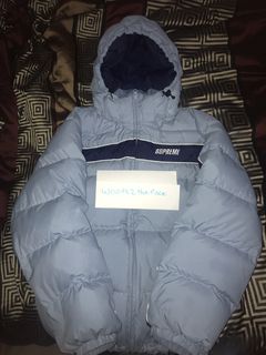 Supreme Stripe Panel Down Jacket | Grailed