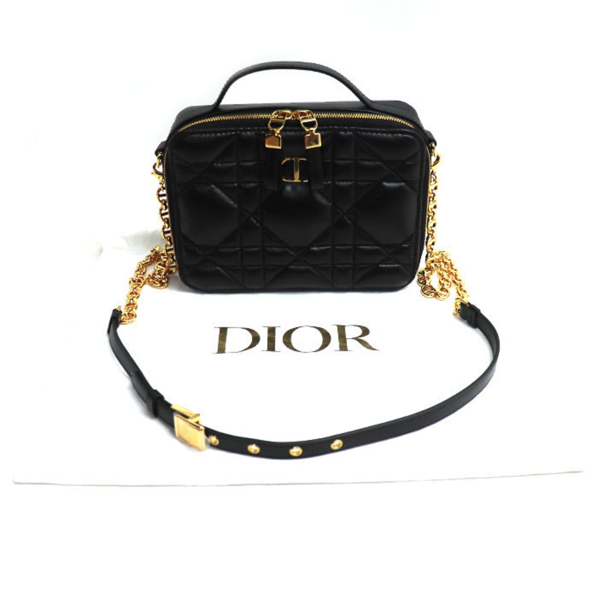 Dior Christian Dior Dior Macrocannage Caro Box Bag, 2-Way Shoulder Black, S5140UNGX_M900, Women's Size ONE SIZE - 6 Thumbnail