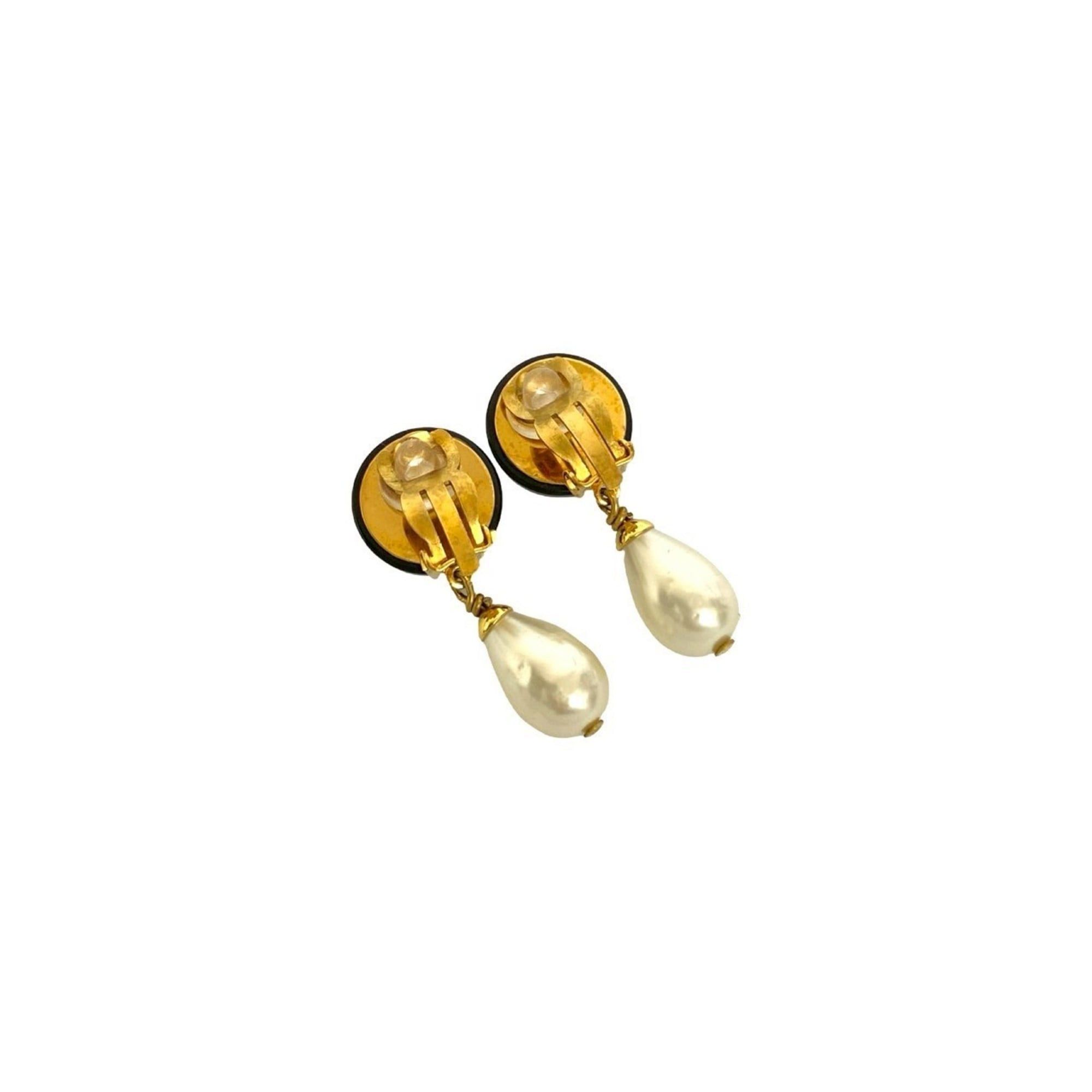 Chanel CHANEL Vintage Coco Mark GP Faux Pearl Earrings and Ear Cuffs, Black, Size 29-10 Size ONE SIZE - 4 Thumbnail