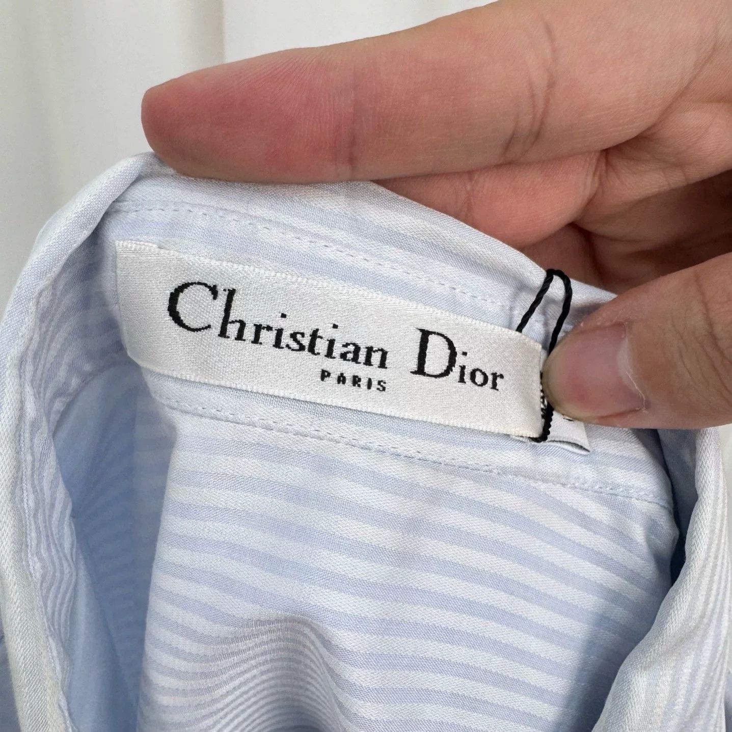 Dior Dior Blue Striped Shirt with Beaded Badge Size S / US 4 / IT 40 - 5 Thumbnail