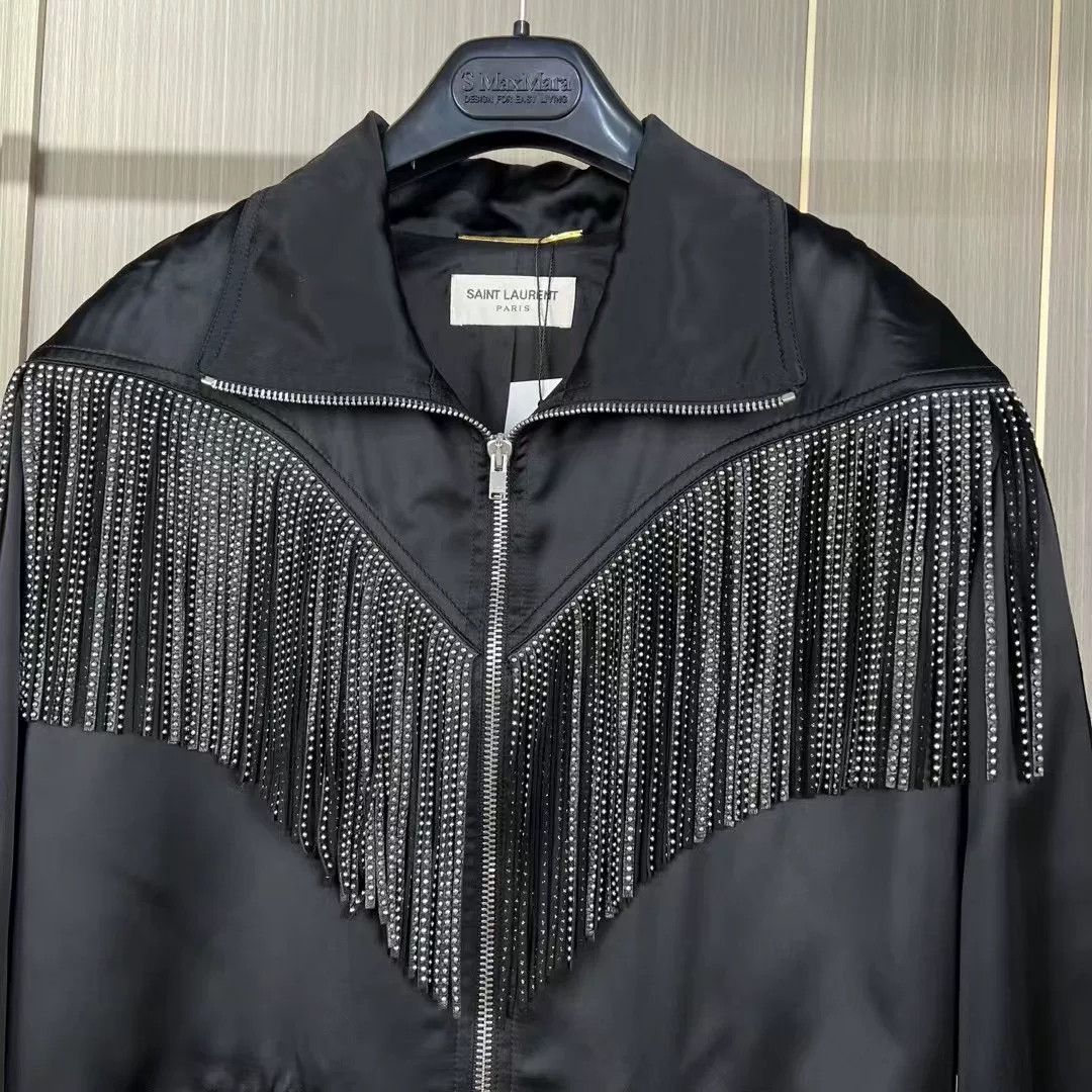 Saint Laurent Paris Saint Laurent Silk Fringed Jacket Size XS / US 0-2 / IT 36-38 - 3 Thumbnail