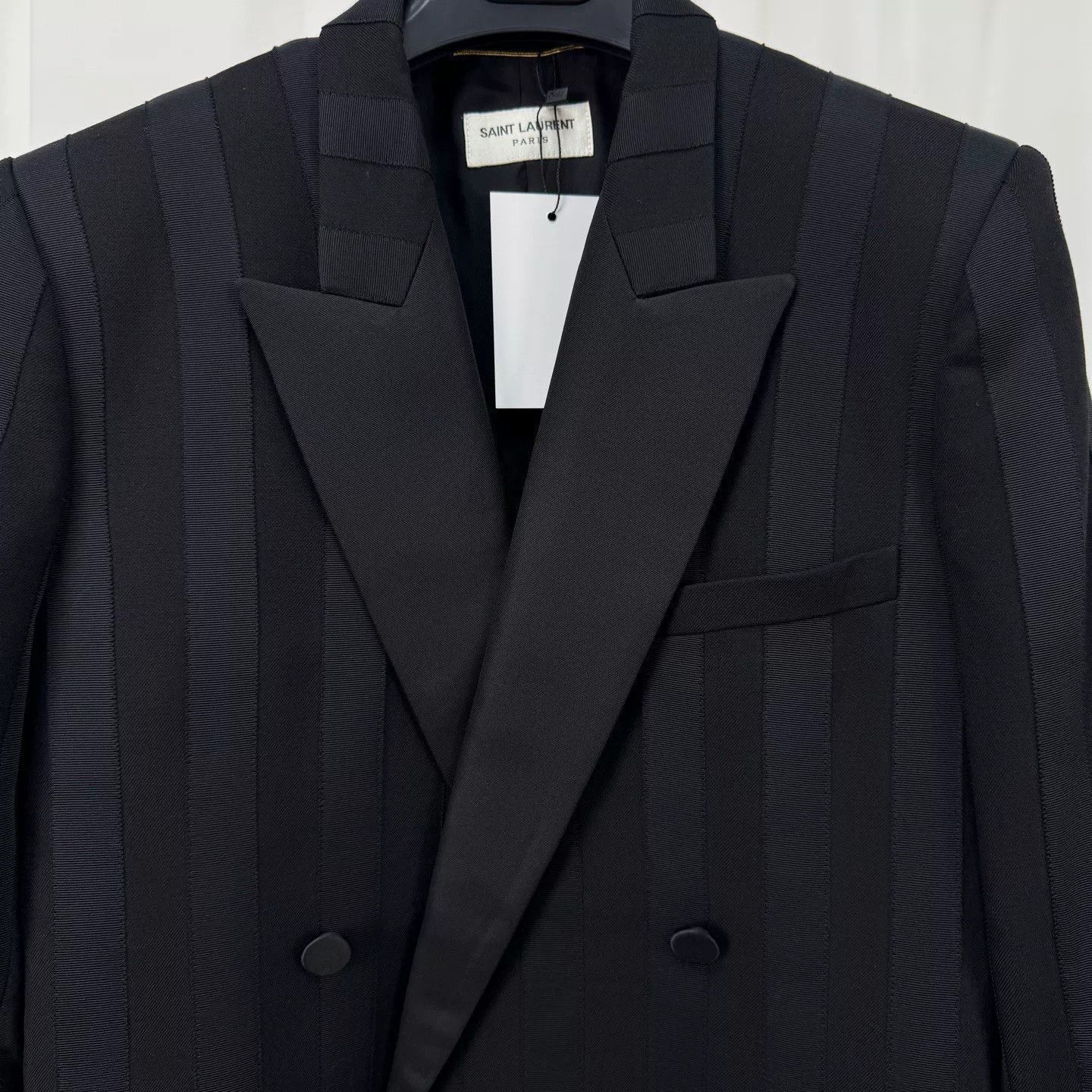 Saint Laurent Paris black striped smoking jacket by Saint Laurent Size US M / EU 48-50 / 2 - 3 Thumbnail