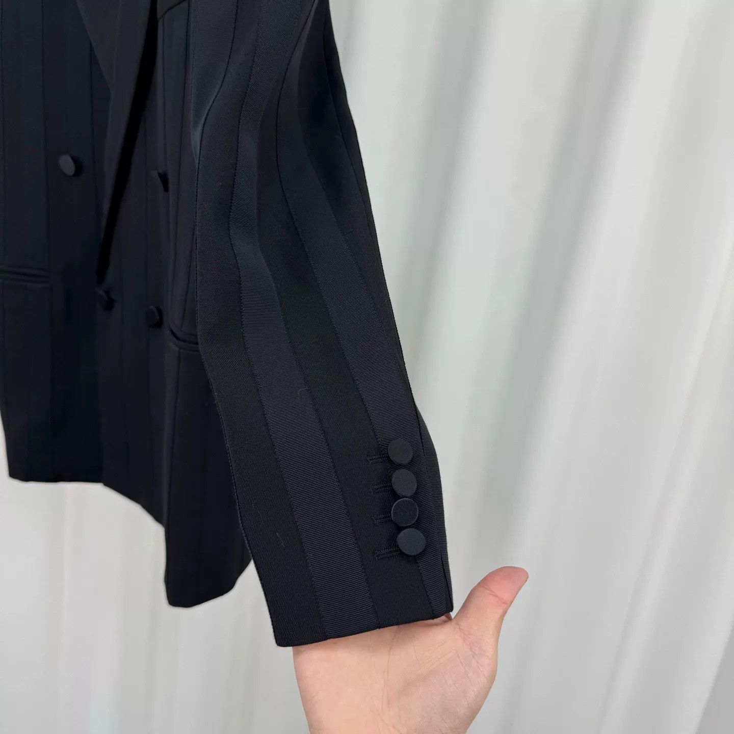 Saint Laurent Paris black striped smoking jacket by Saint Laurent Size US M / EU 48-50 / 2 - 4 Thumbnail