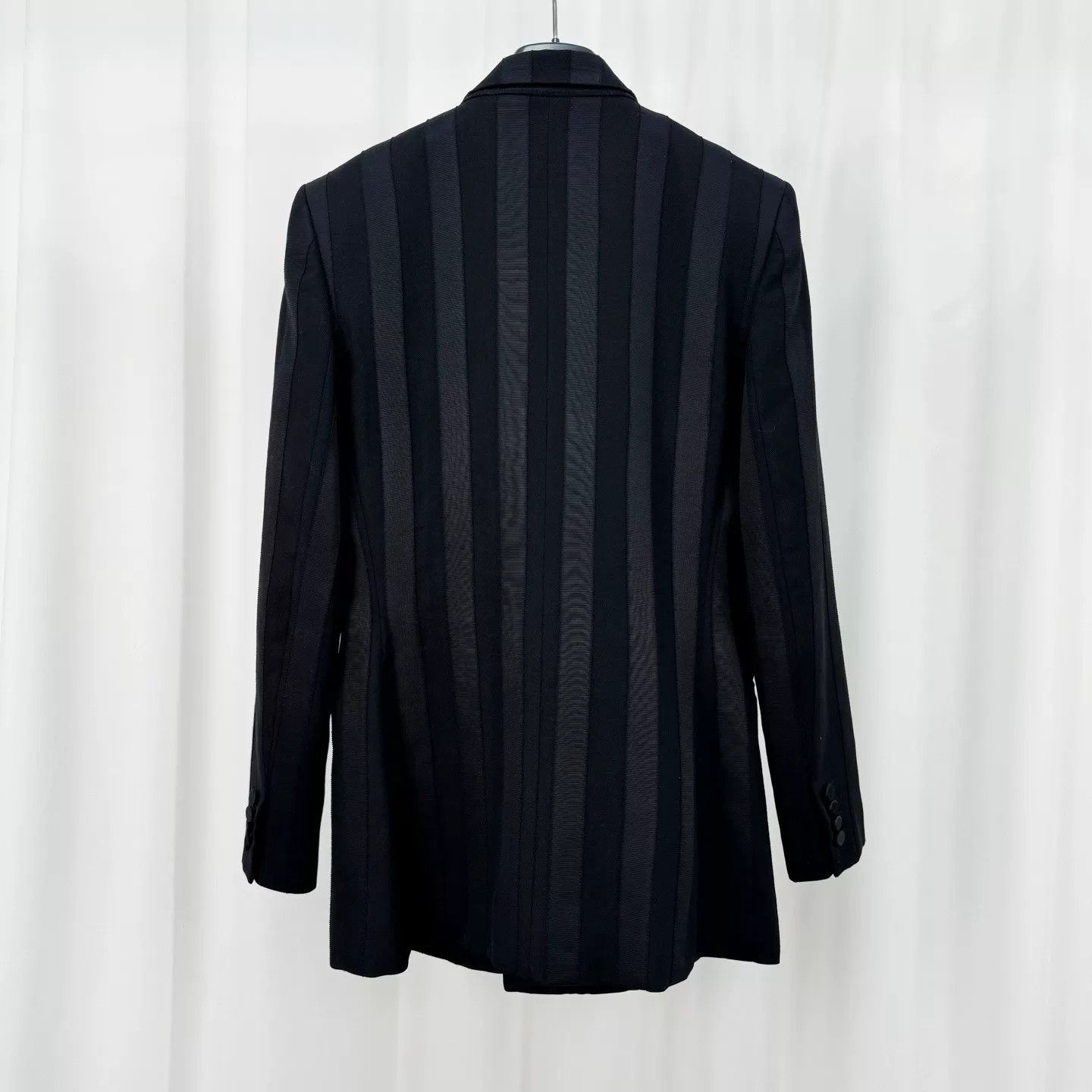 Saint Laurent Paris black striped smoking jacket by Saint Laurent Size US M / EU 48-50 / 2 - 2 Thumbnail