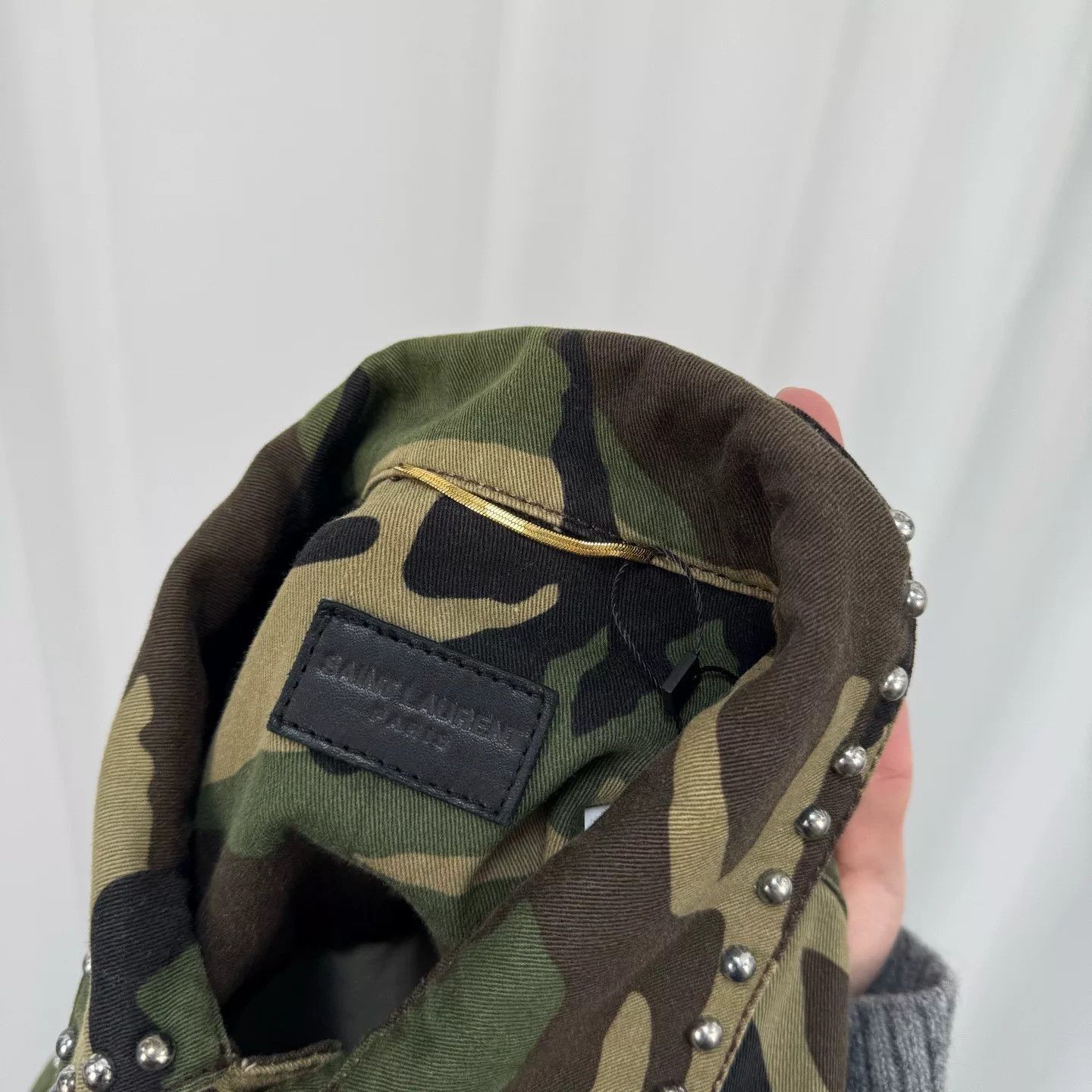 Saint Laurent Paris camo studded belted jacket by saint laurent Size S / US 4 / IT 40 - 5 Thumbnail
