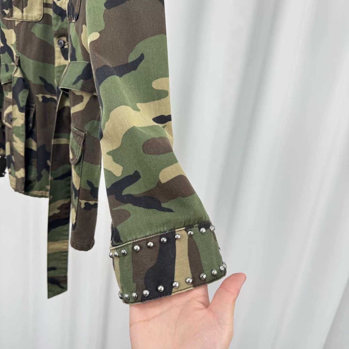 Saint Laurent Paris camo studded belted jacket by saint laurent Size S / US 4 / IT 40 - 4 Thumbnail