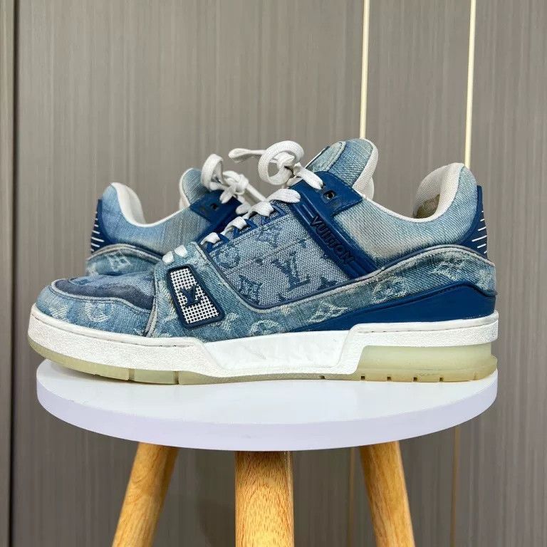 Louis Vuitton louis vuitton blue denim trainer sneakers Size US 6.5 / EU 39-40 - 3 Thumbnail