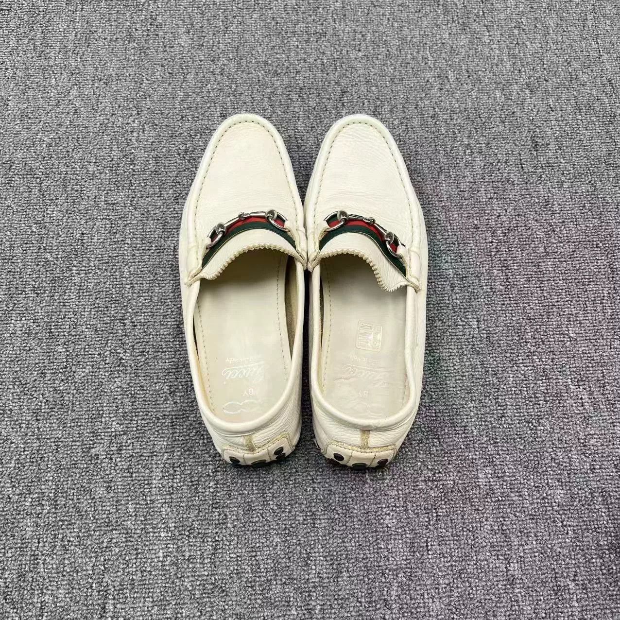 Gucci gucci beige loafers with red-green strap Size US 9 / EU 42 - 3 Thumbnail