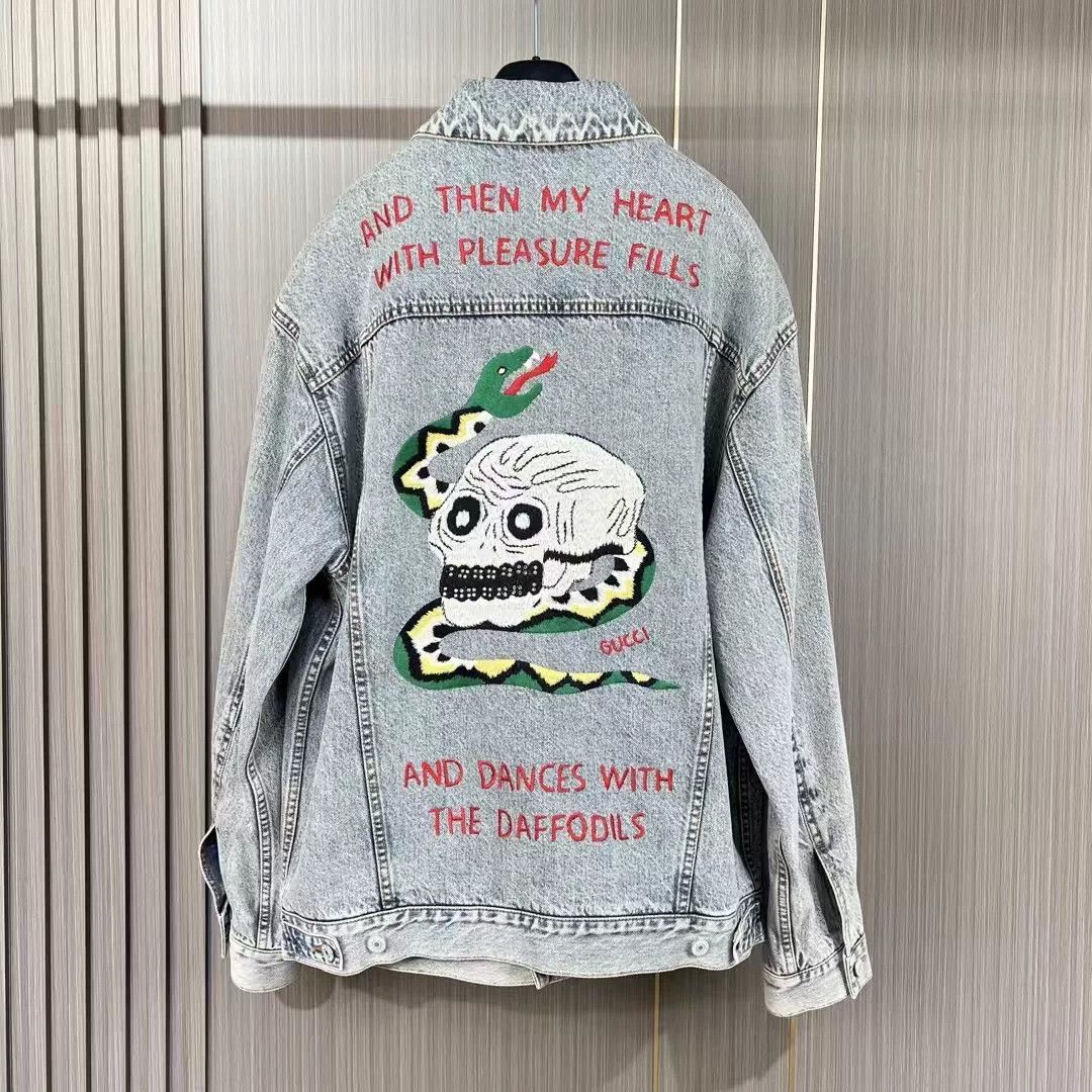 Gucci gucci embroidered denim jacket with skull design Size US L / EU 52-54 / 3 - 2 Thumbnail