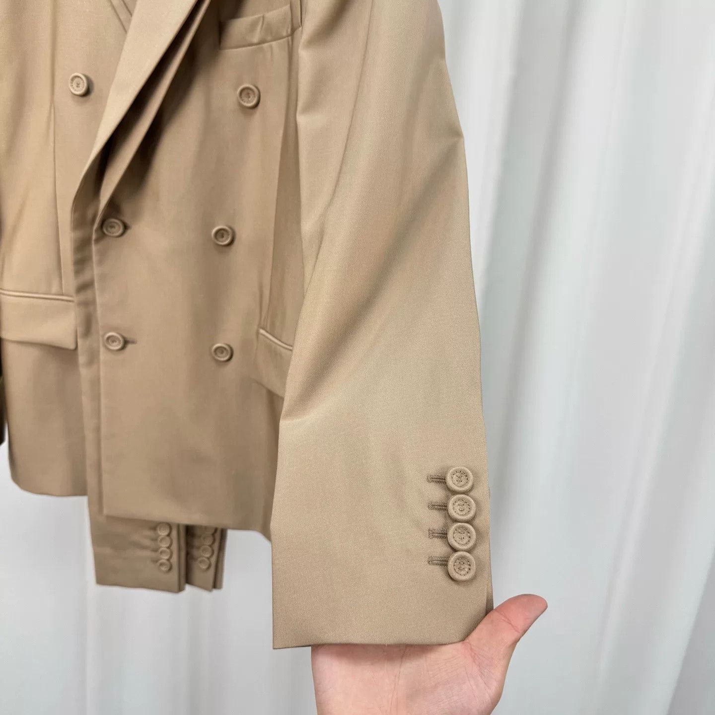 Dior Dior Beige Wool Suit Jacket with Notch Lapels Size US XL / EU 56 / 4 - 4 Thumbnail