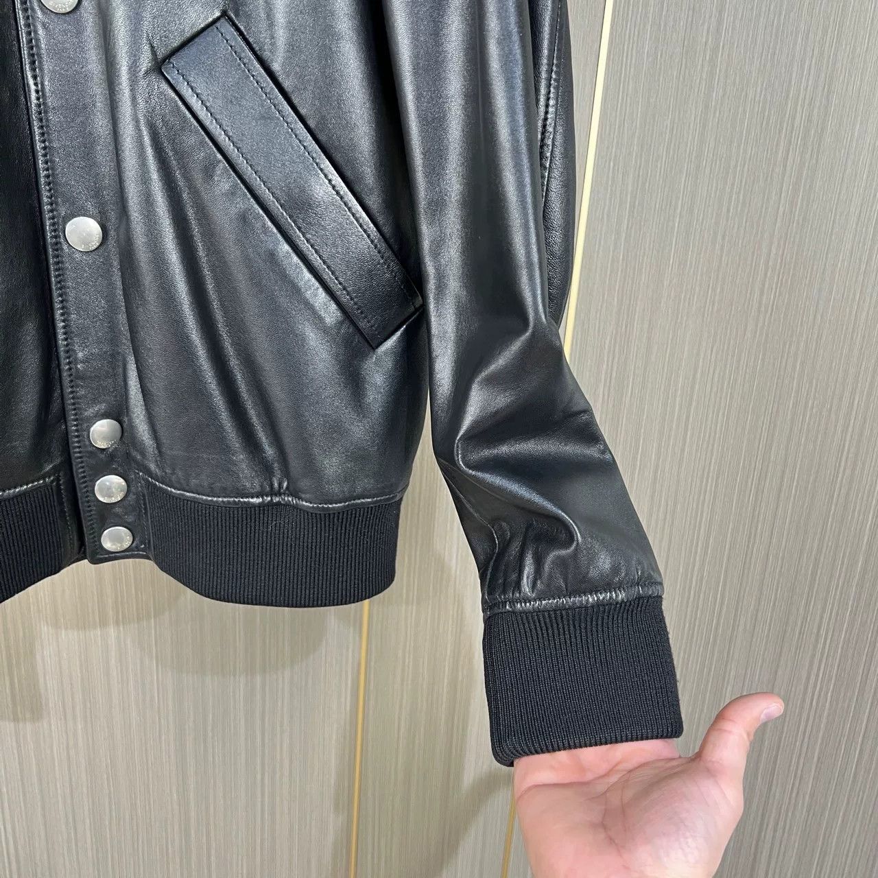 Givenchy Givenchy Black Leather Baseball Jacket Size US M / EU 48-50 / 2 - 4 Thumbnail